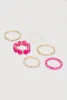 Plus Size Floral Beaded Faux Pearl Stretch Bracelets Set of 6 sold by Rainbow