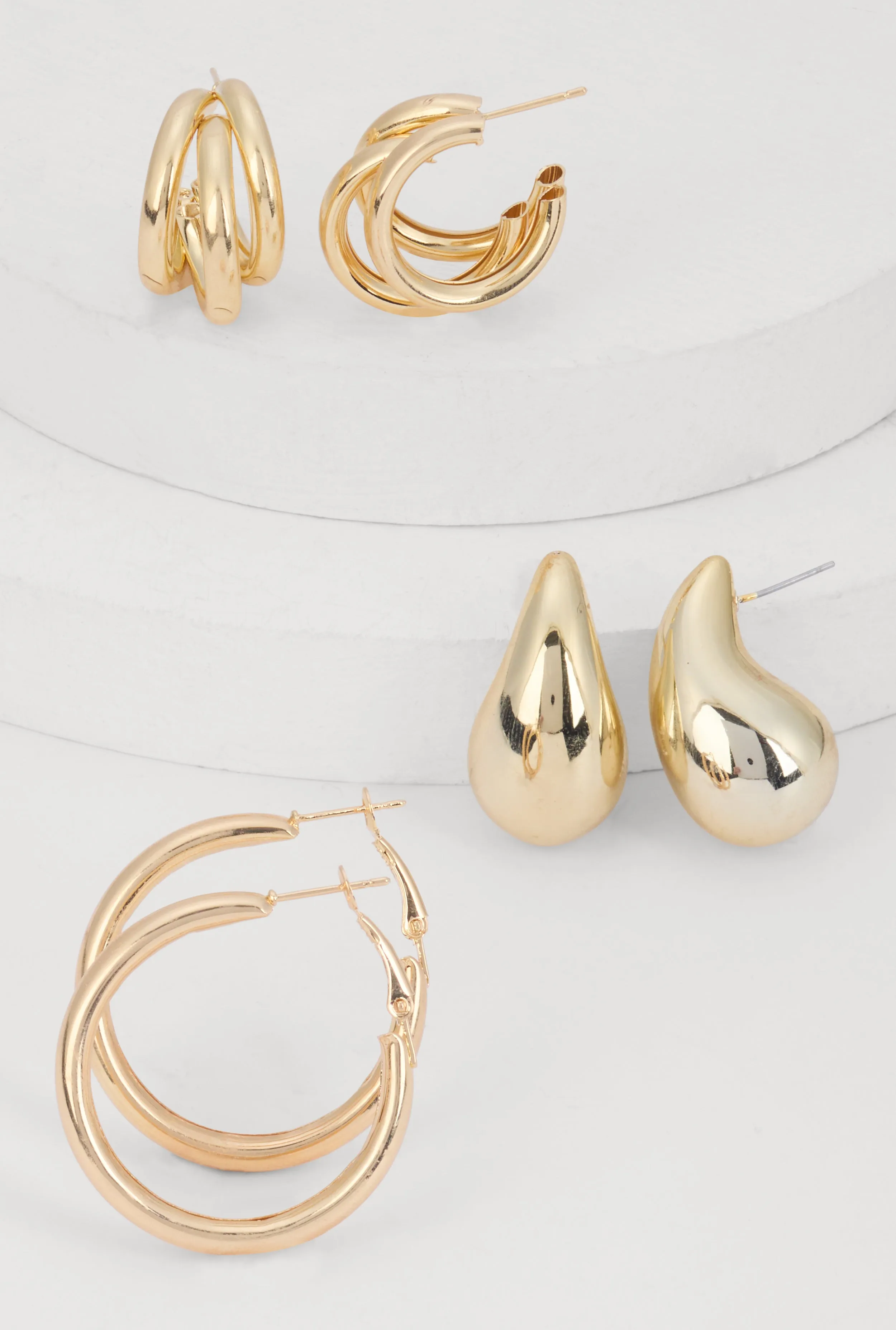 Assorted Metallic Hoop and Drop Earring Trio sold by Rainbow