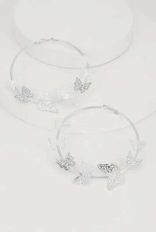 Butterfly Hoop Earrings sold by Rainbow