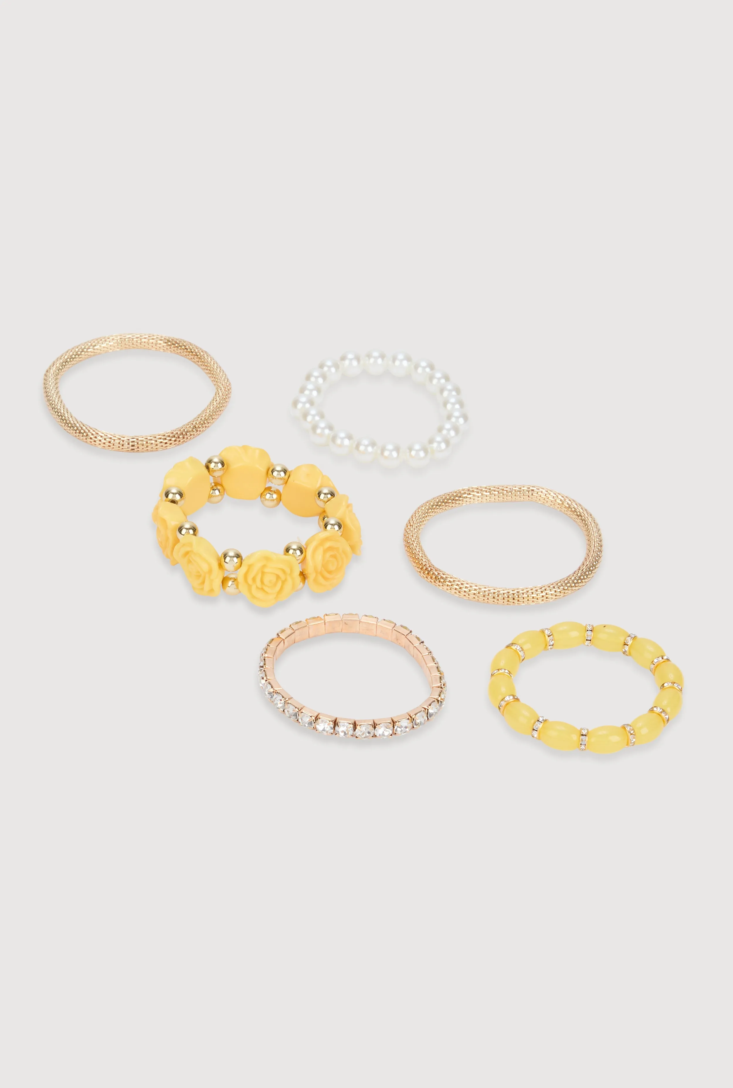 Plus Size Floral Beaded Faux Pearl Stretch Bracelets Set of 6 sold by Rainbow product image thumbnail 3