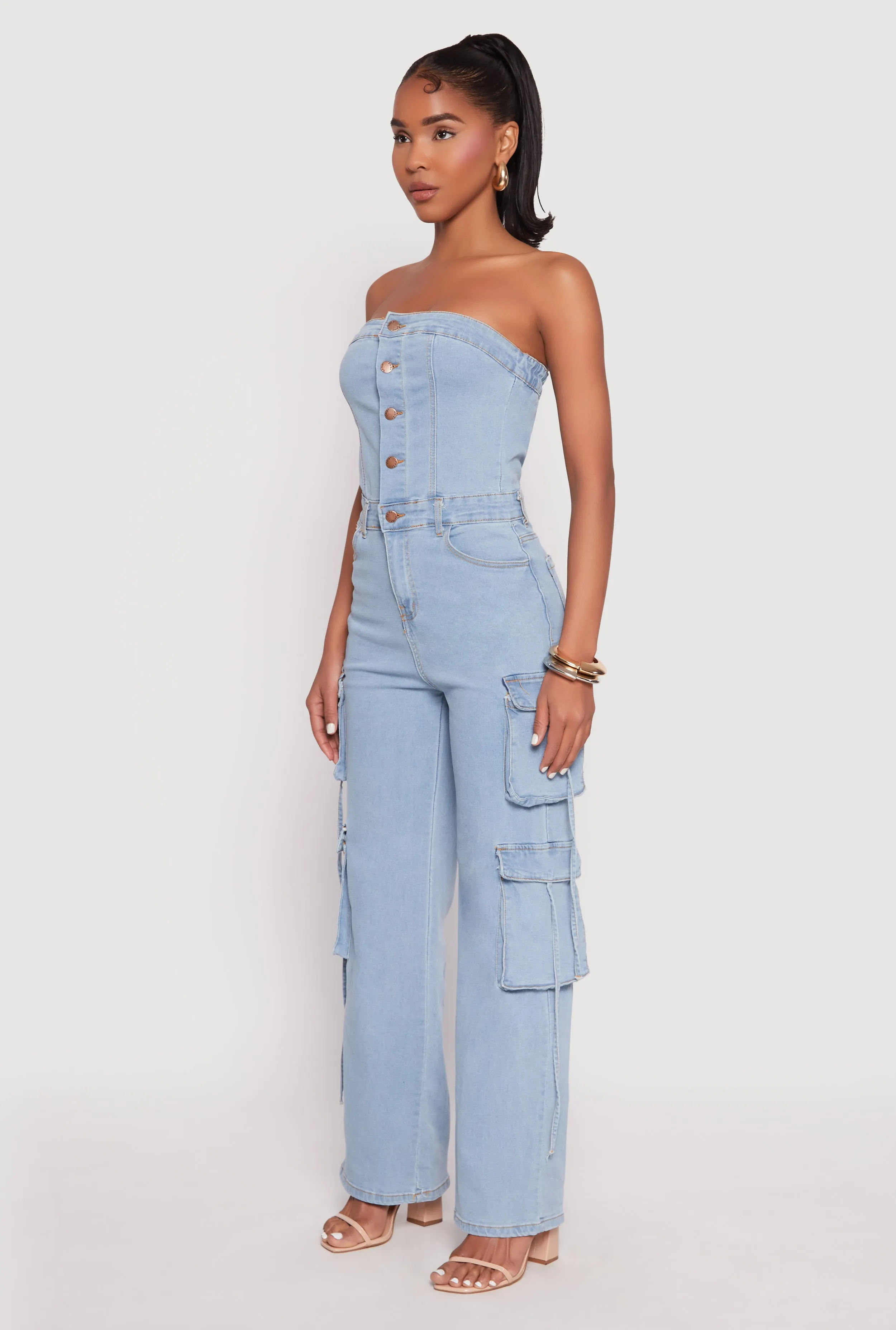 Daisy Denim Button Front Cargo Jumpsuit sold by Rainbow product image thumbnail 2