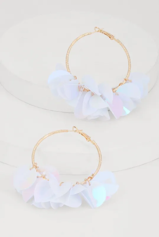 Sequin Petal Hoop Earrings sold by Rainbow
