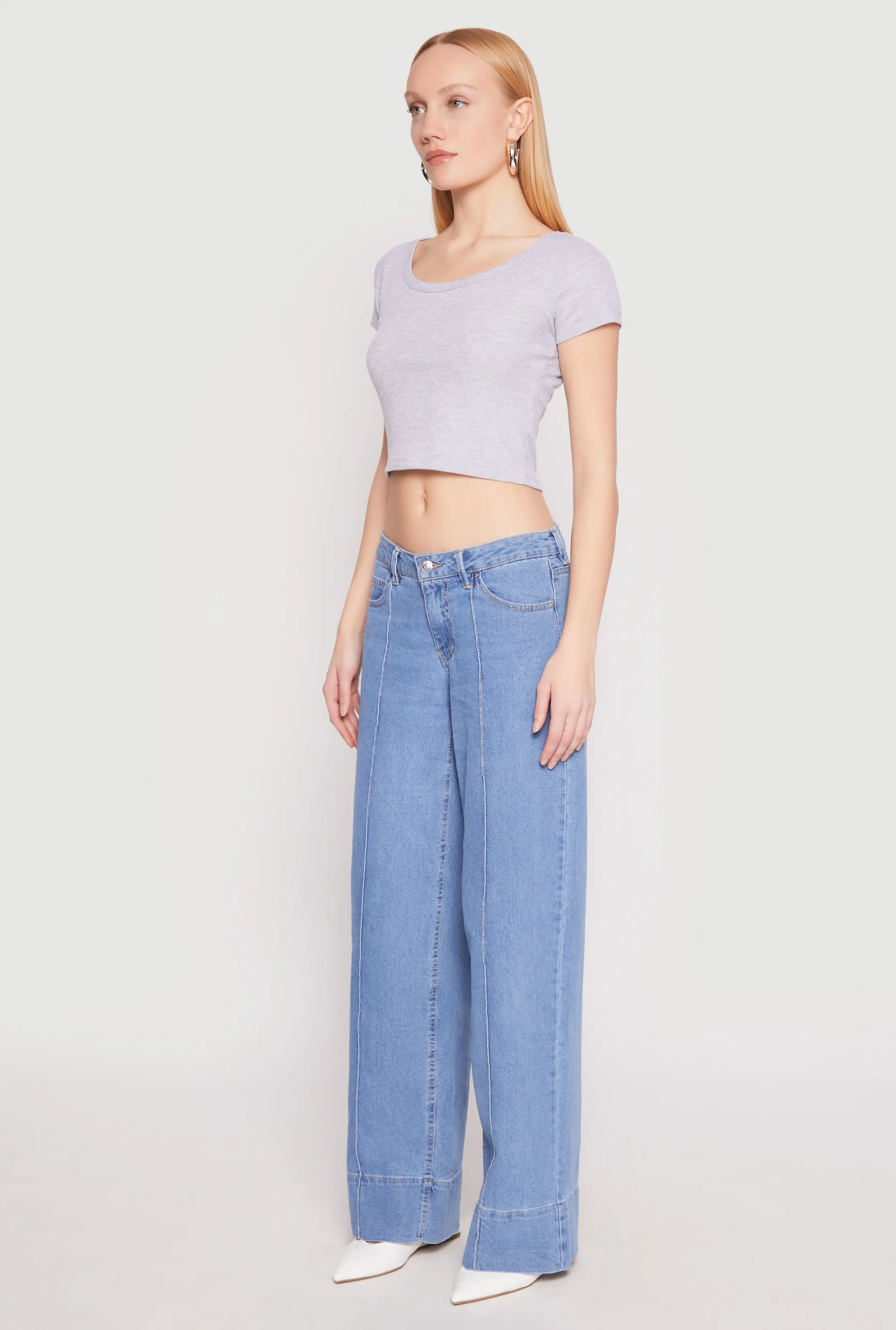 Waffle Knit Short Sleeve Crop Top sold by Rainbow product image thumbnail 5