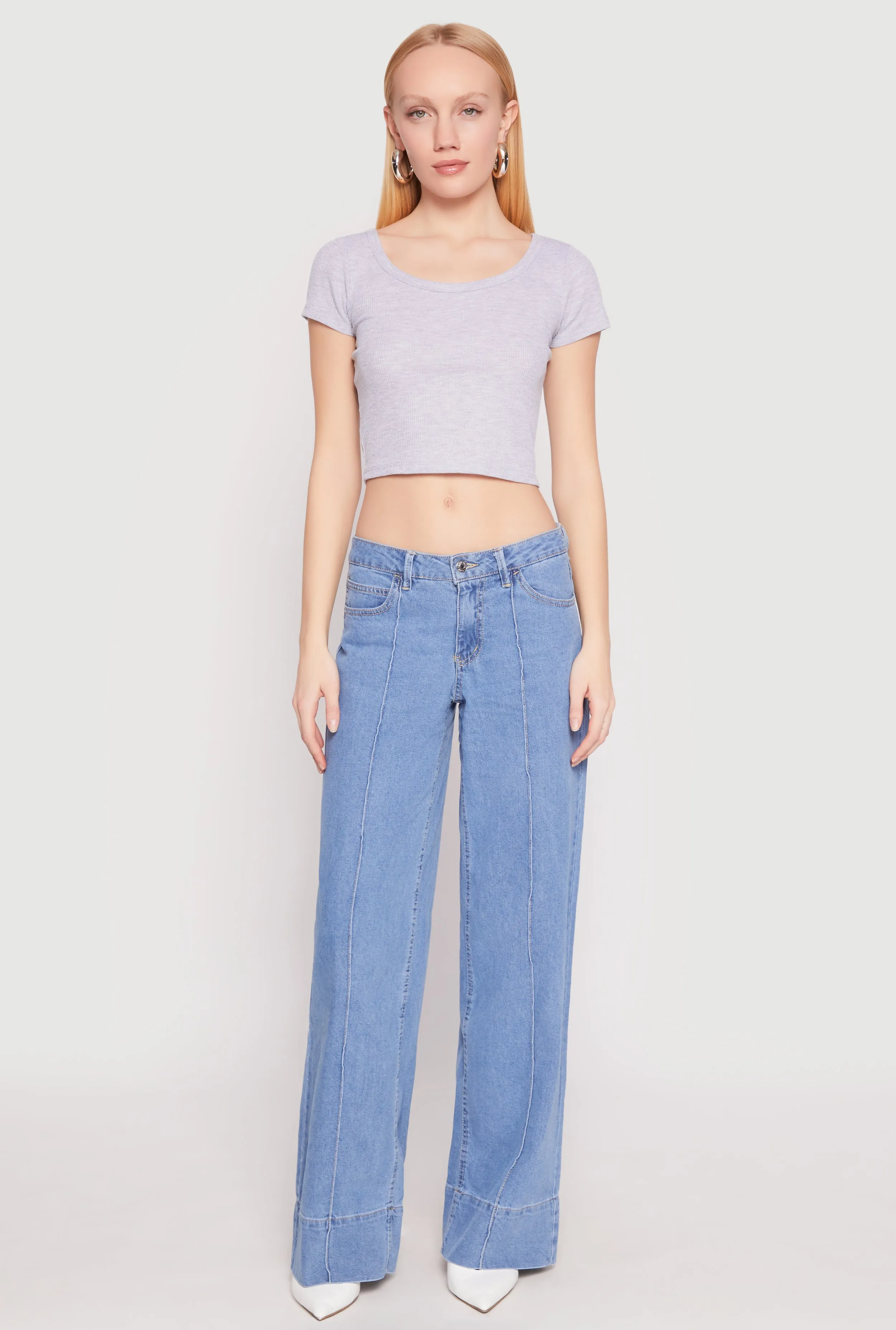 Waffle Knit Short Sleeve Crop Top sold by Rainbow product image thumbnail 3