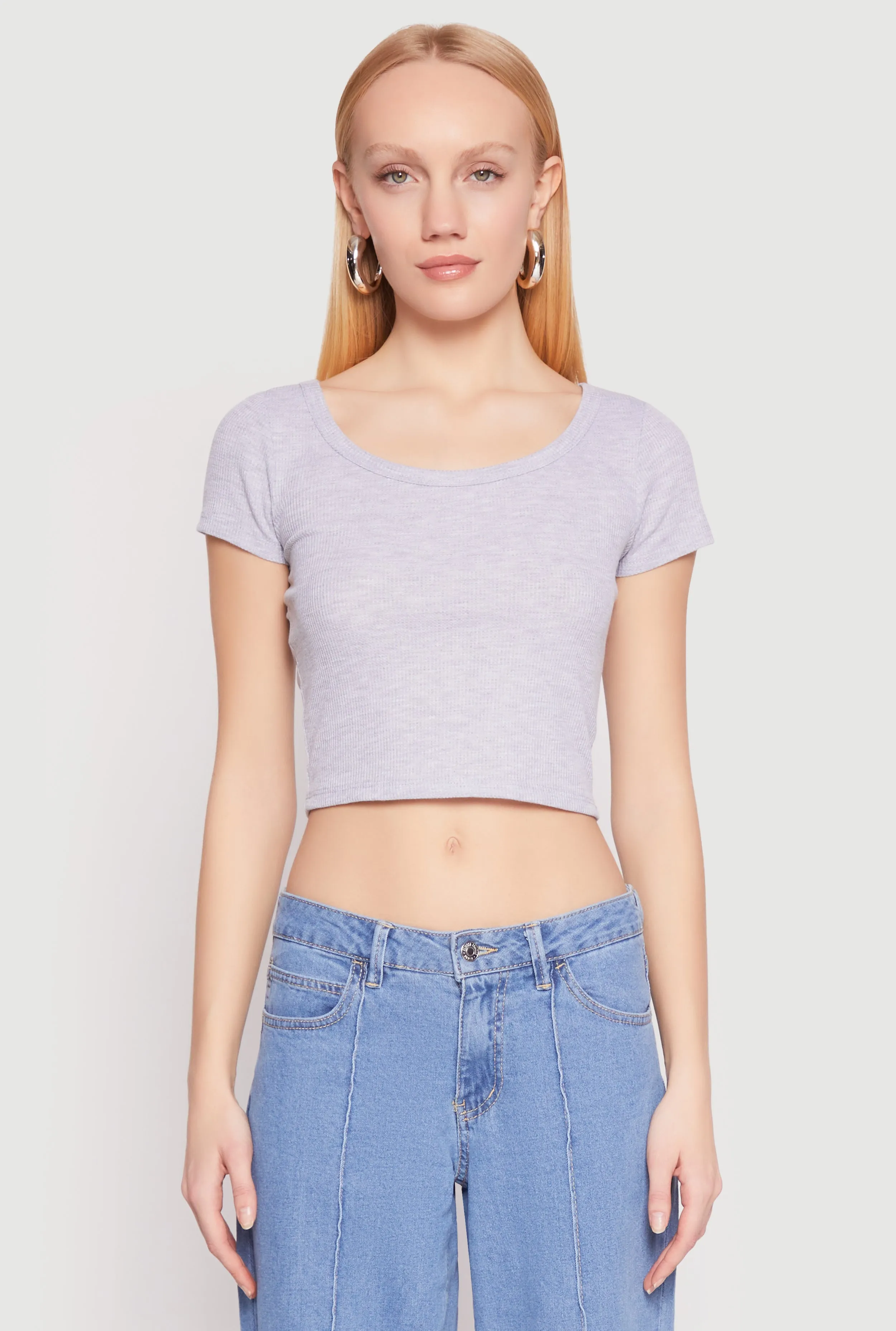 Waffle Knit Short Sleeve Crop Top sold by Rainbow product image thumbnail 2