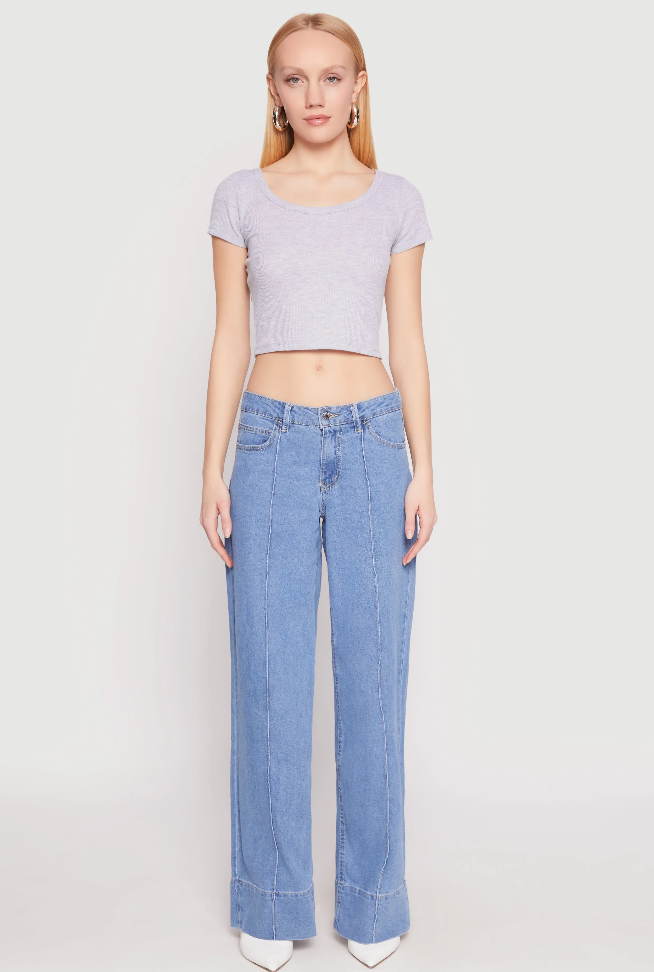 Waffle Knit Short Sleeve Crop Top sold by Rainbow