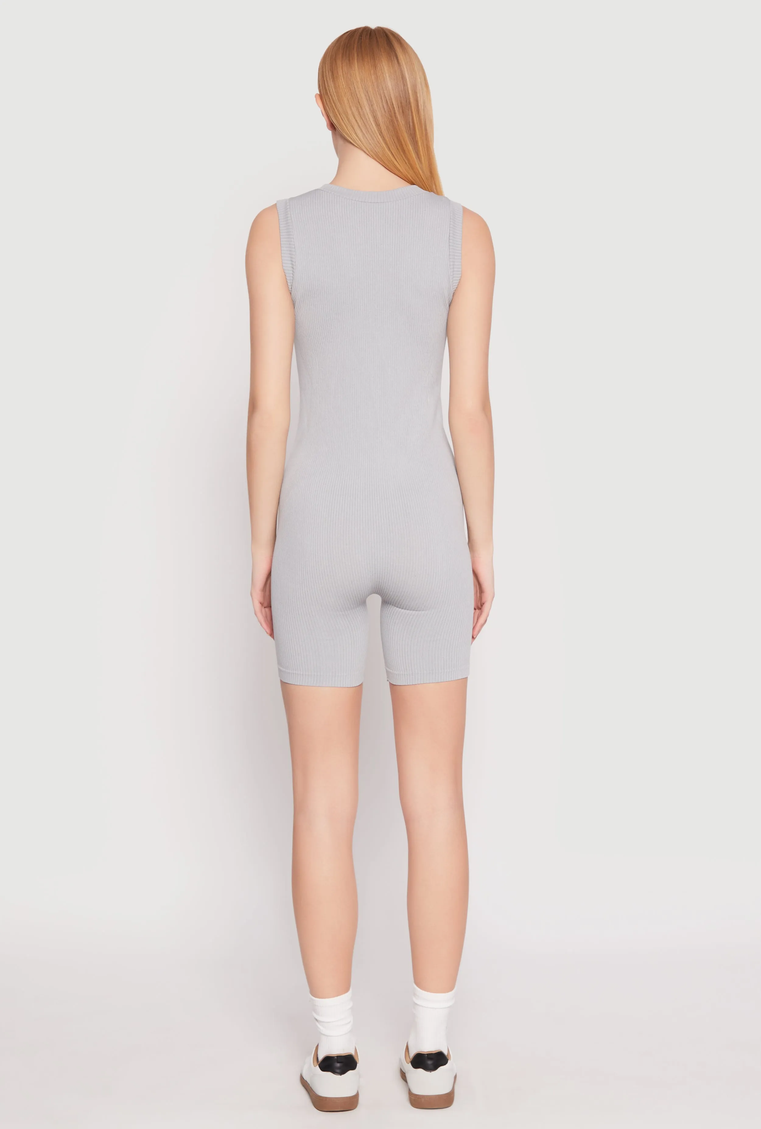 Ribbed Knit Sleeveless V Neck Romper sold by Rainbow product image thumbnail 5