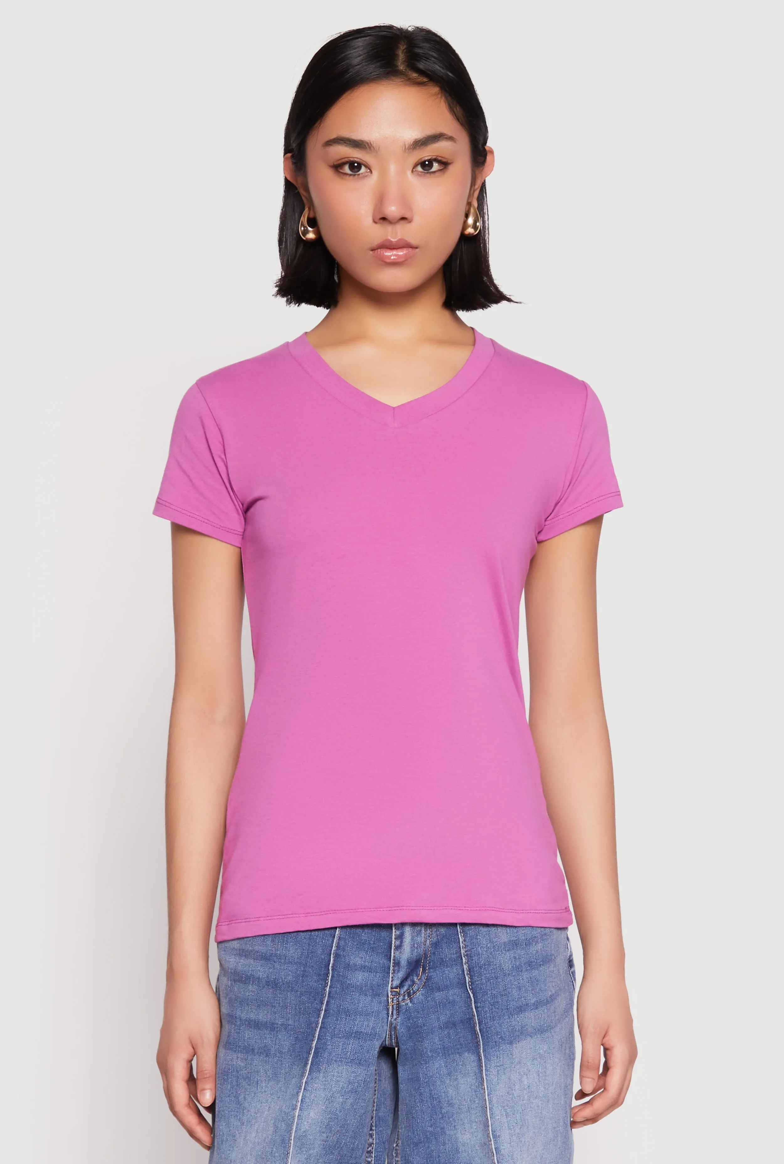 V Neck Short Sleeve Tee sold by Rainbow product image thumbnail 2