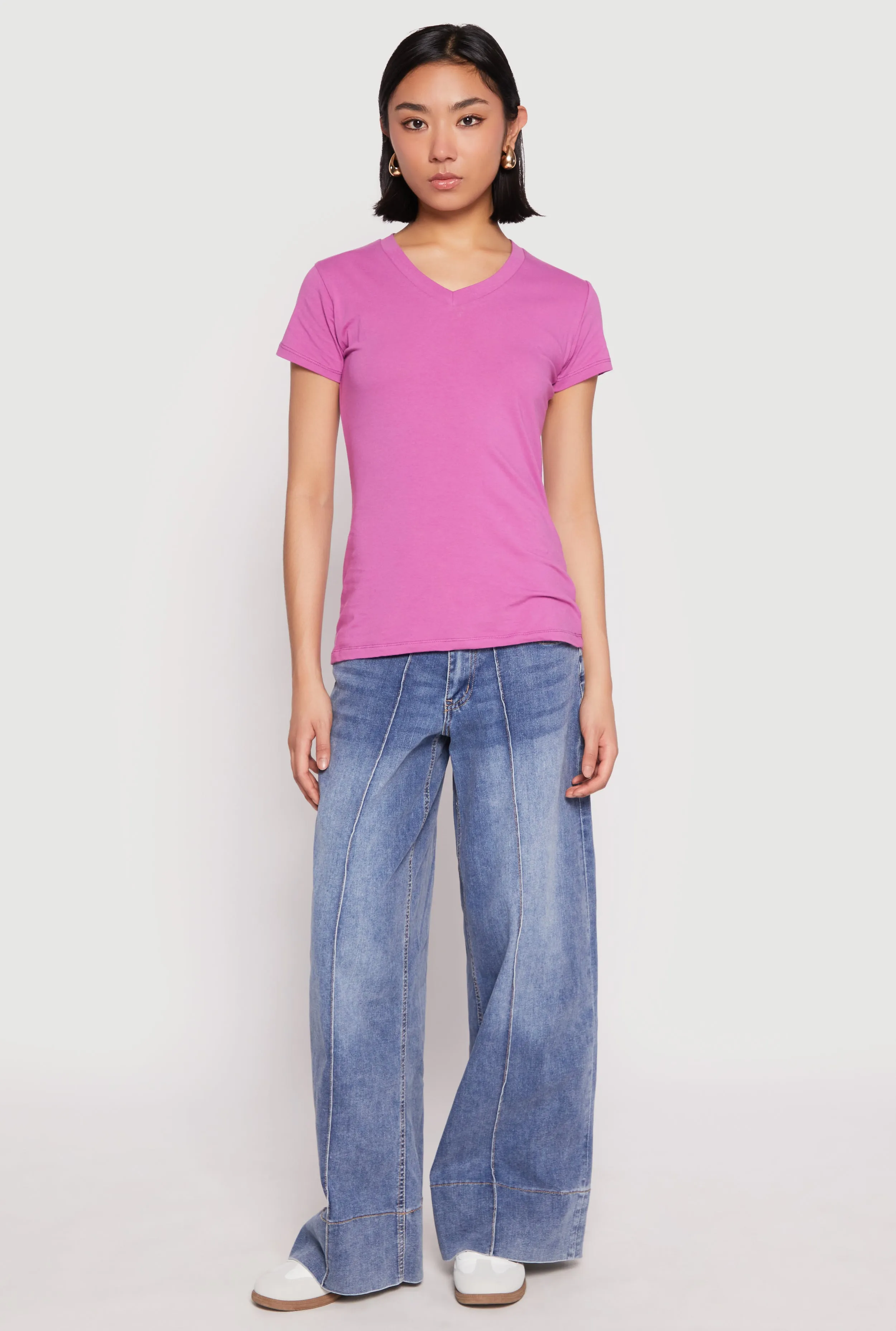 V Neck Short Sleeve Tee sold by Rainbow product image thumbnail 3