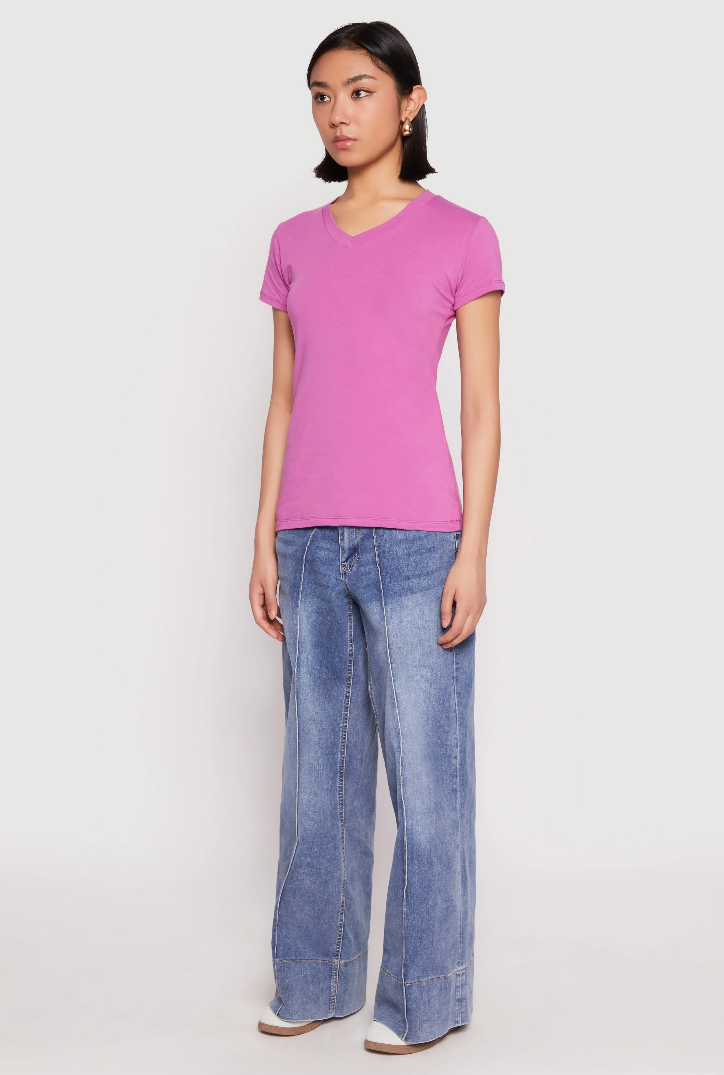 V Neck Short Sleeve Tee sold by Rainbow product image thumbnail 5