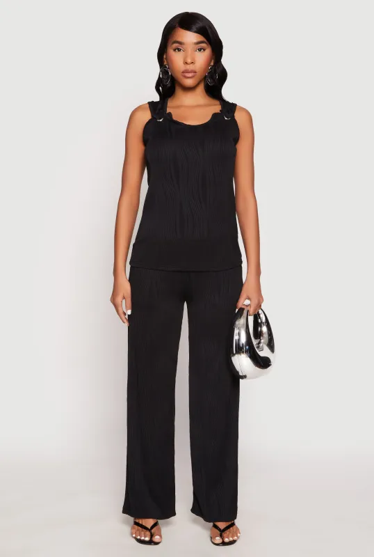 Textured Knit Pull On Wide Leg Pants sold by Rainbow
