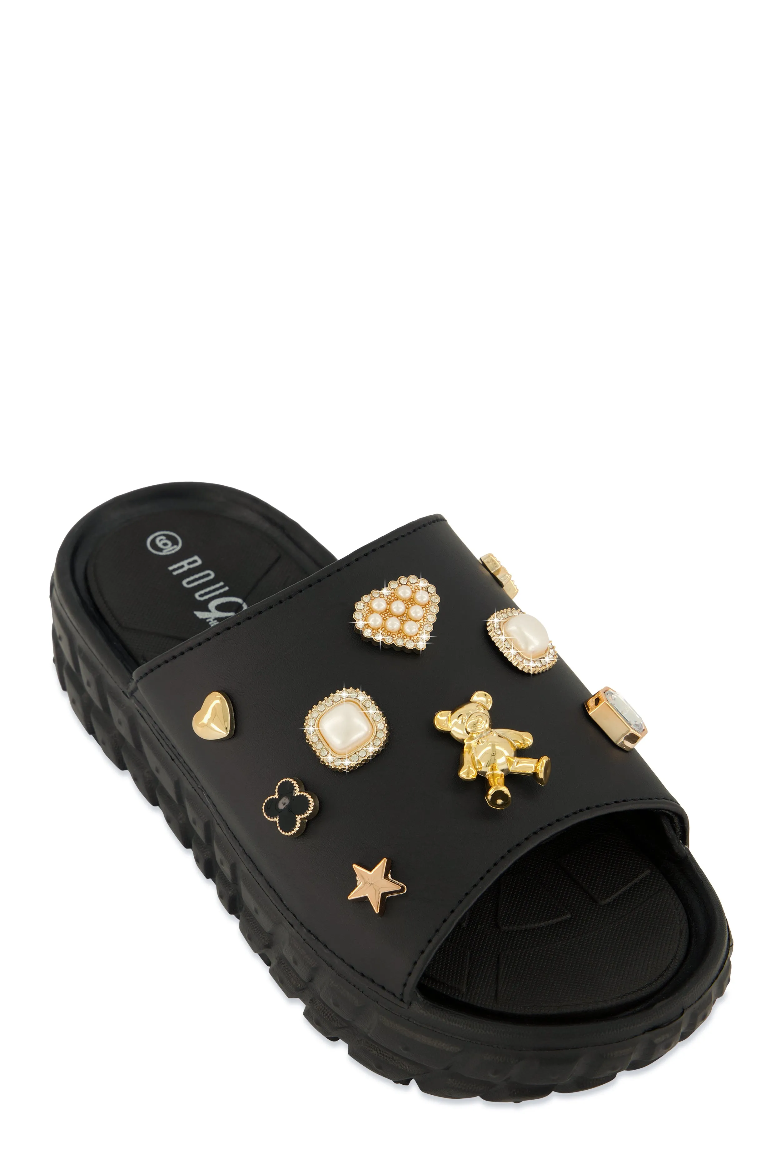 Studded Charm Platform Slide Sandals sold by Rainbow