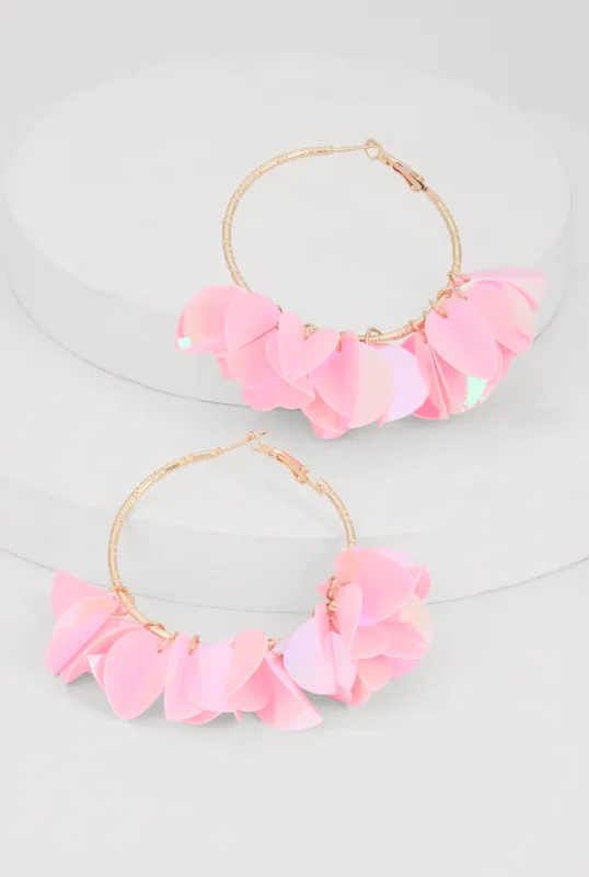Sequin Petal Hoop Earrings sold by Rainbow