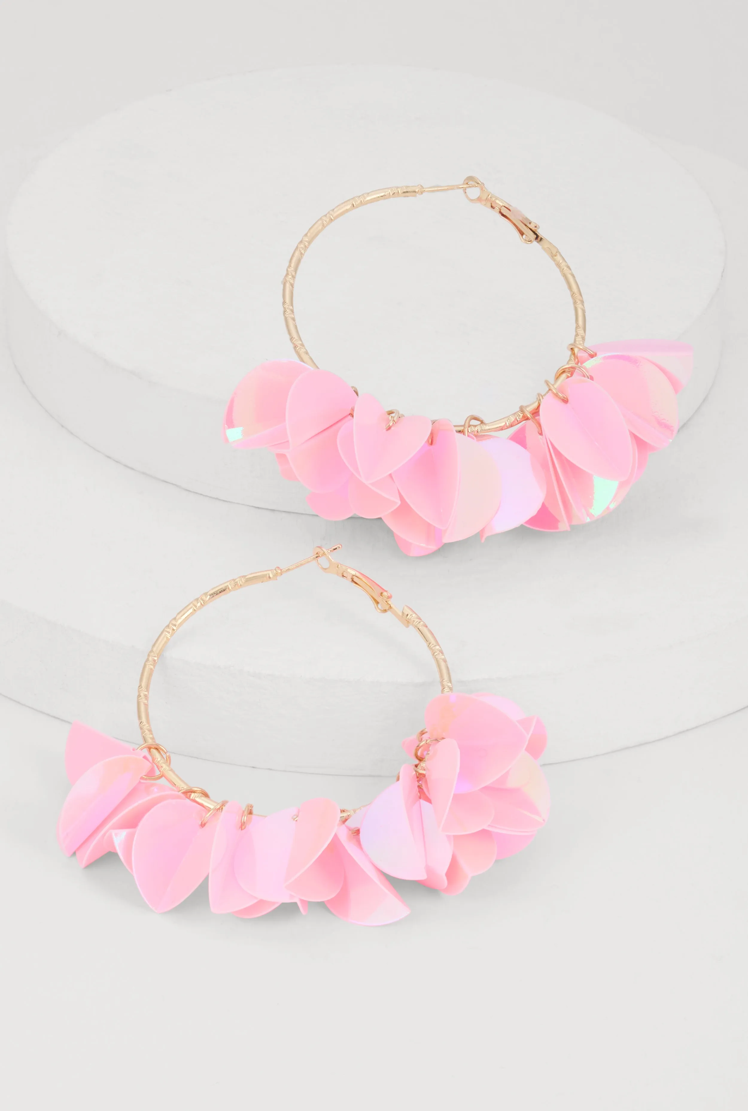 Sequin Petal Hoop Earrings sold by Rainbow