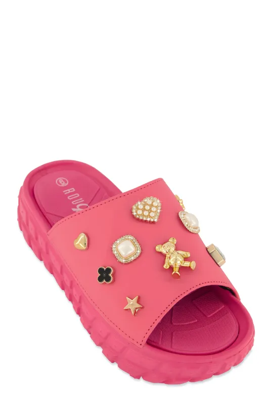 Studded Charm Platform Slide Sandals sold by Rainbow
