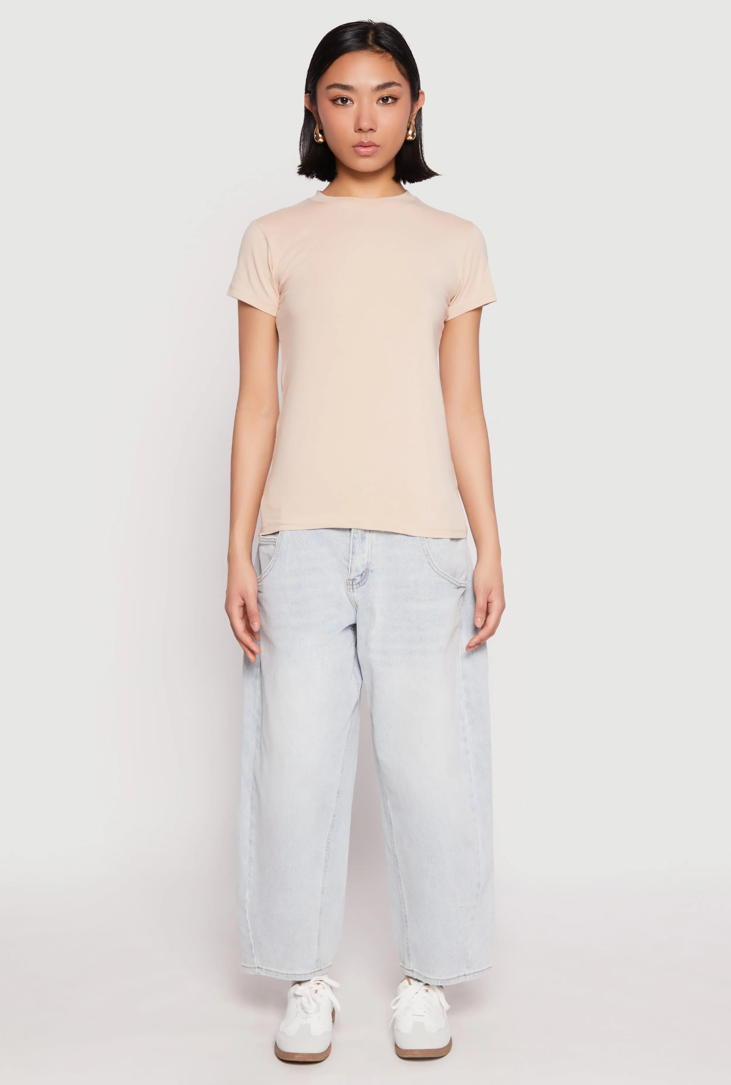 High Neck Short Sleeve Tee sold by Rainbow