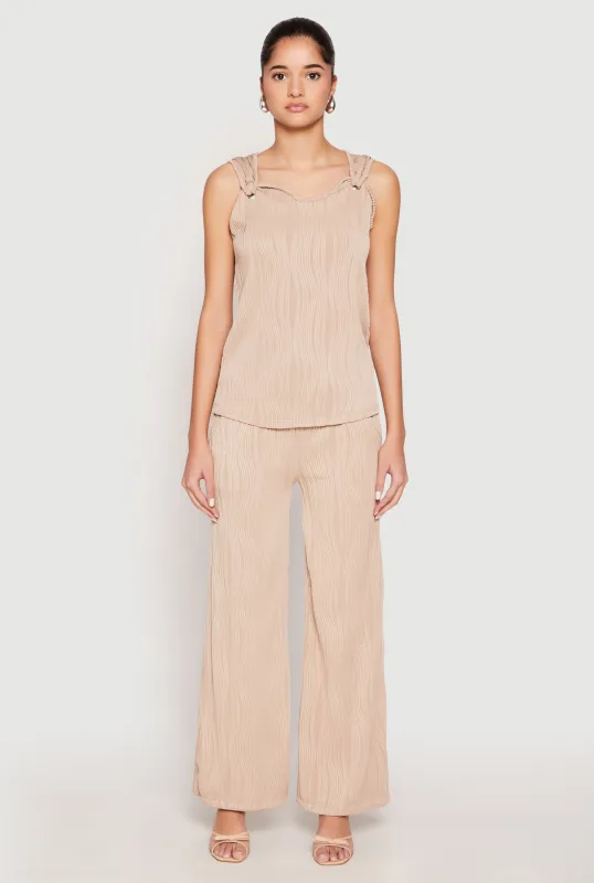 Textured Knit Pull On Wide Leg Pants sold by Rainbow