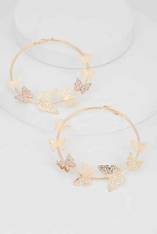 Butterfly Hoop Earrings sold by Rainbow