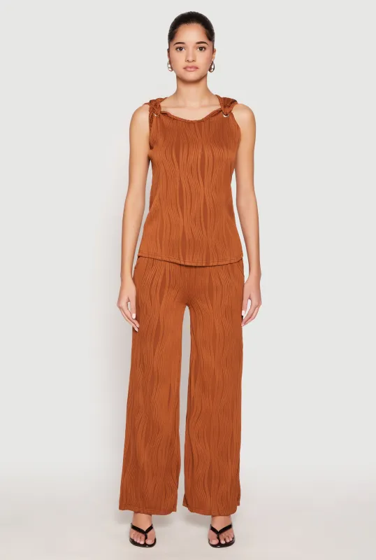 Textured Knit Pull On Wide Leg Pants sold by Rainbow