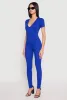 Ribbed Knit Short Sleeve V Neck Jumpsuit sold by Rainbow