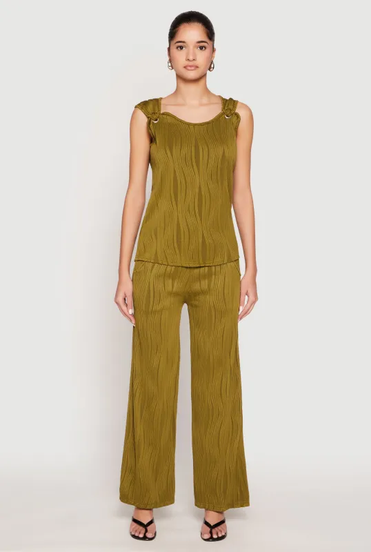 Textured Knit Pull On Wide Leg Pants sold by Rainbow