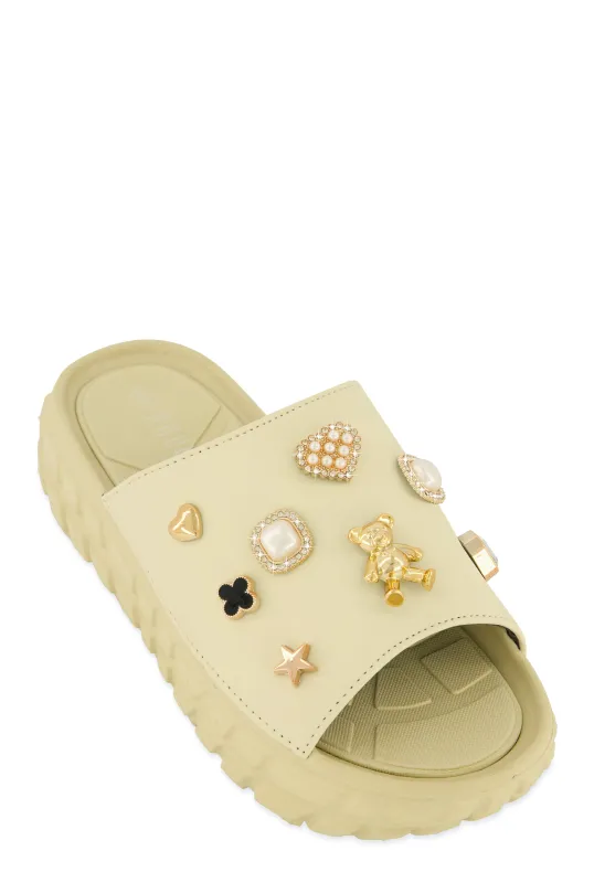 Studded Charm Platform Slide Sandals sold by Rainbow