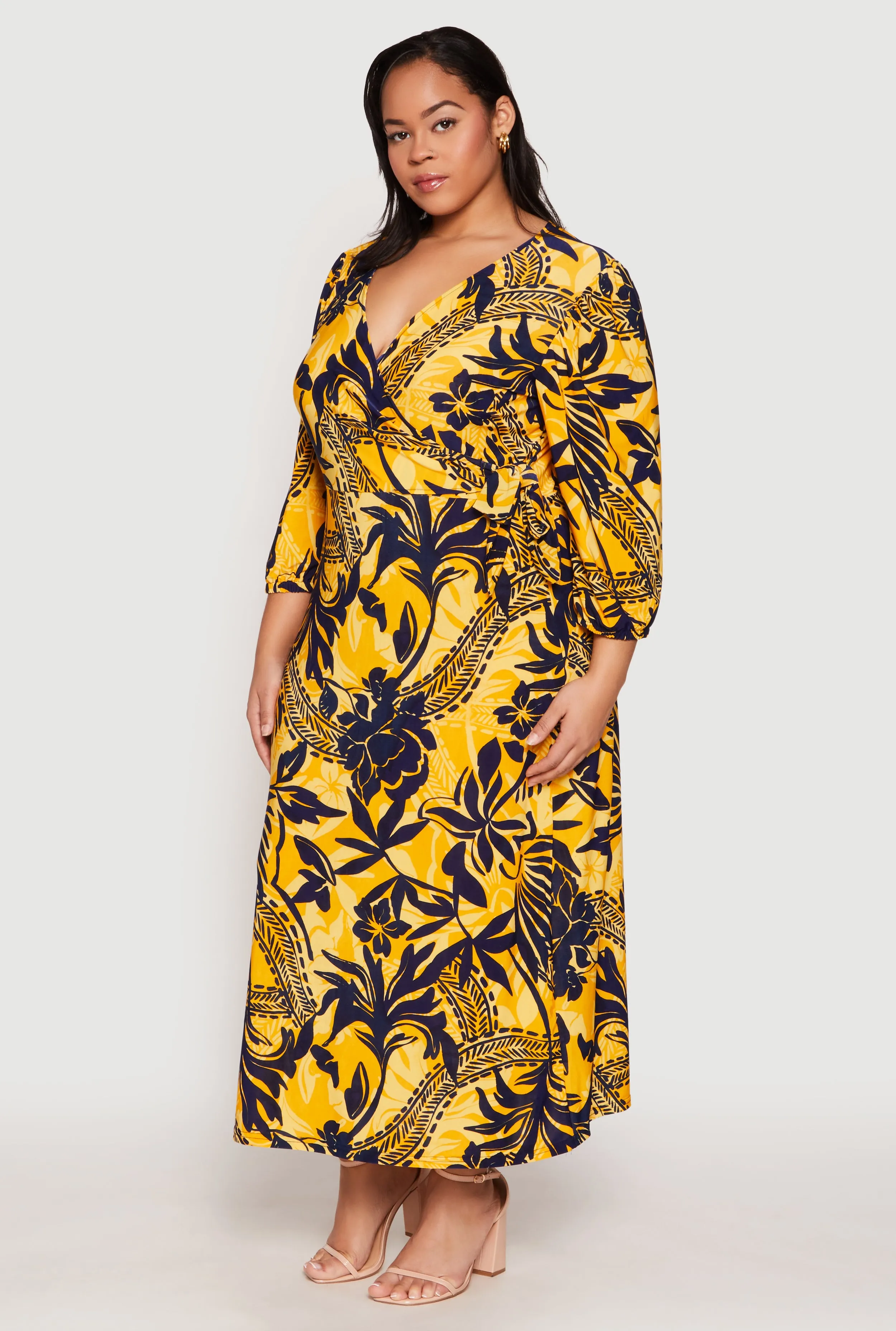 Plus Size Tropical Print Faux Wrap Maxi Dress sold by Rainbow product image thumbnail 2