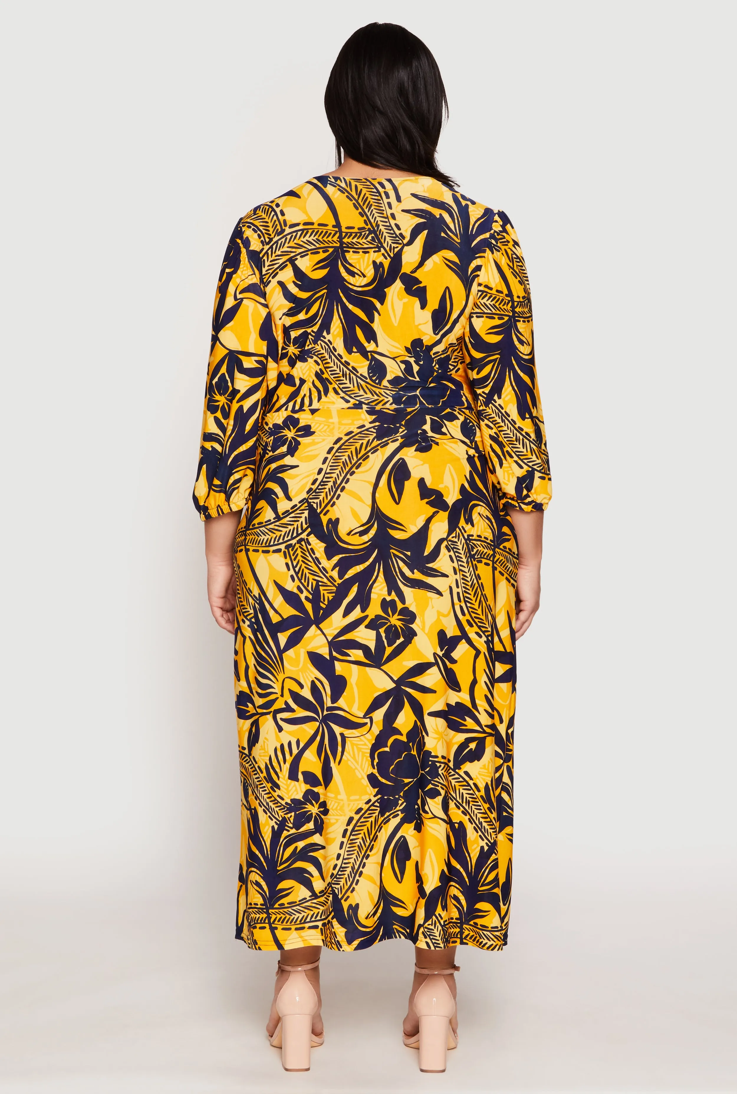 Plus Size Tropical Print Faux Wrap Maxi Dress sold by Rainbow product image thumbnail 3
