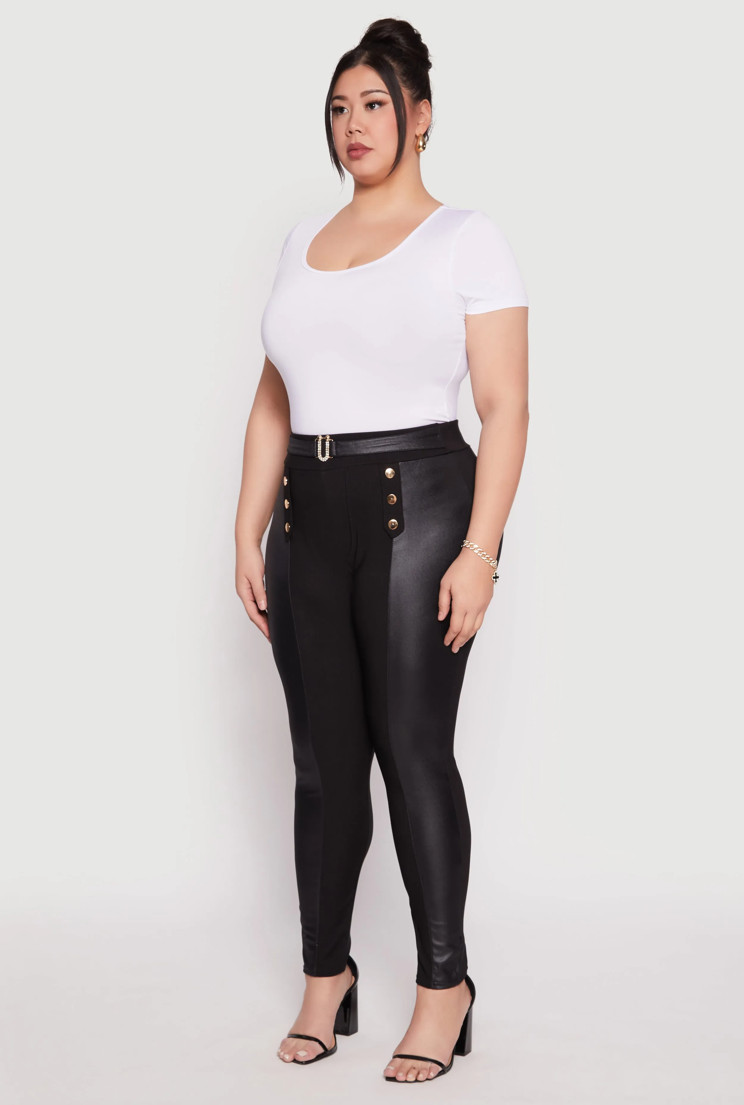 Plus Size Leather Look High Waisted Pants sold by Rainbow product image thumbnail 2