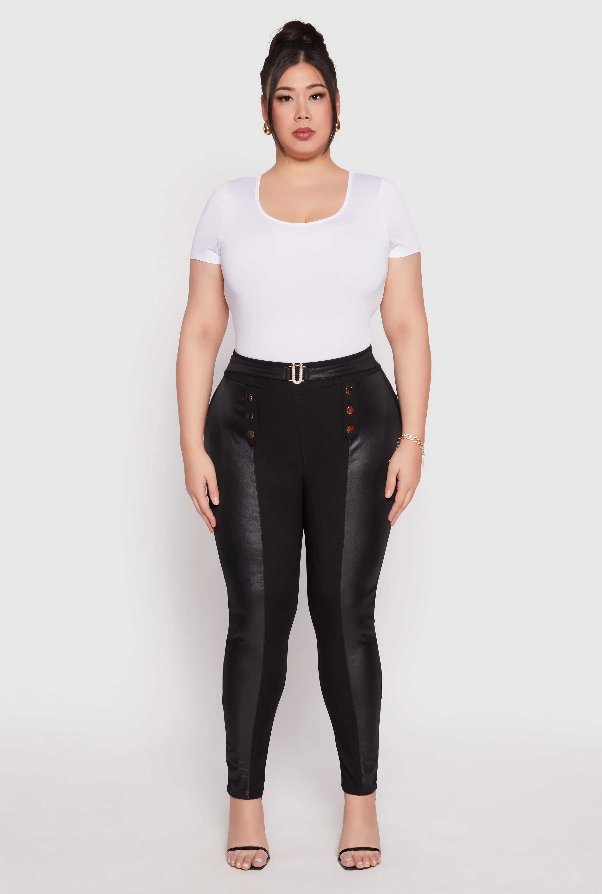Plus Size Leather Look High Waisted Pants sold by Rainbow