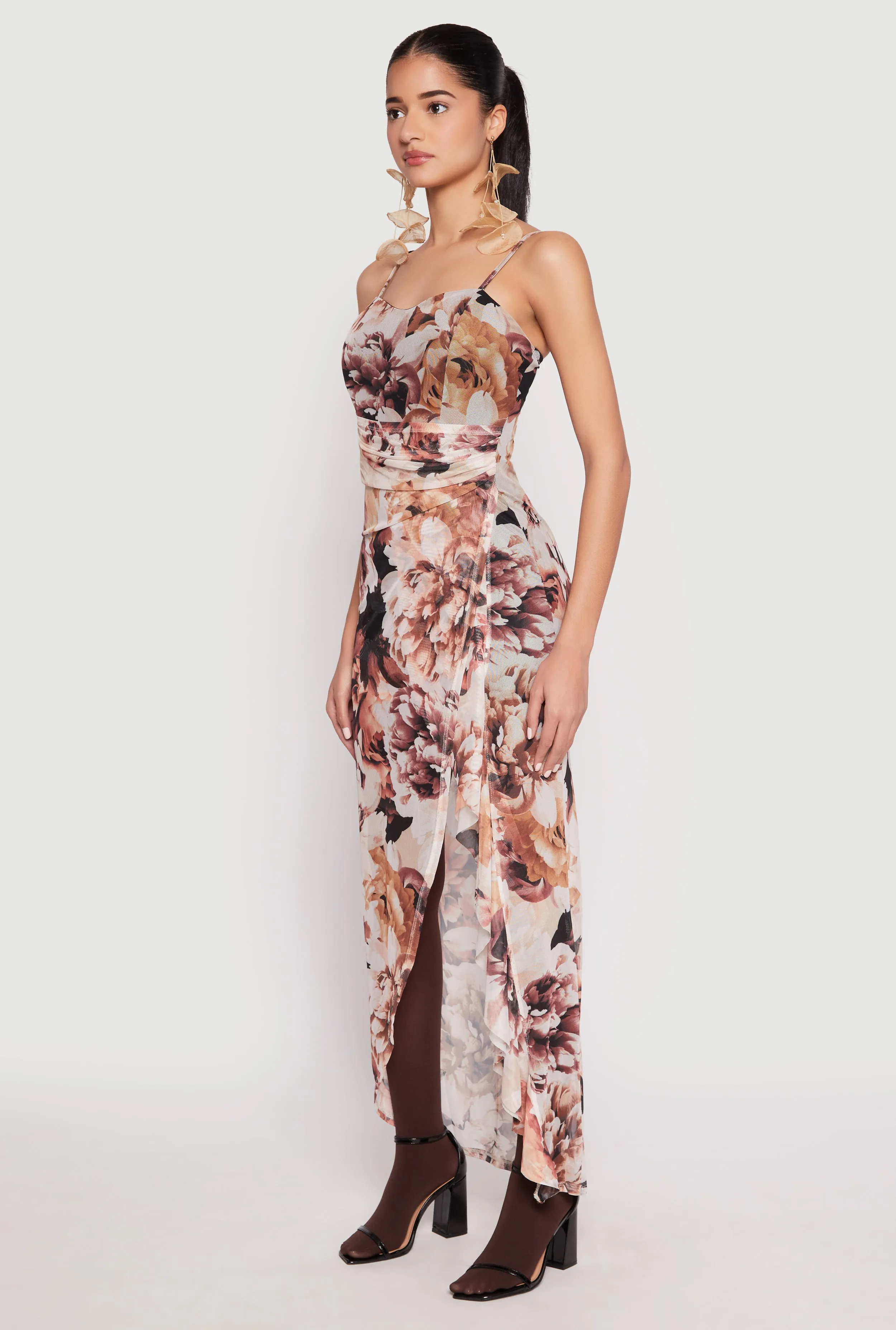 Haute Monde Floral Ruched Asymmetrical Maxi Dress sold by Rainbow product image thumbnail 2