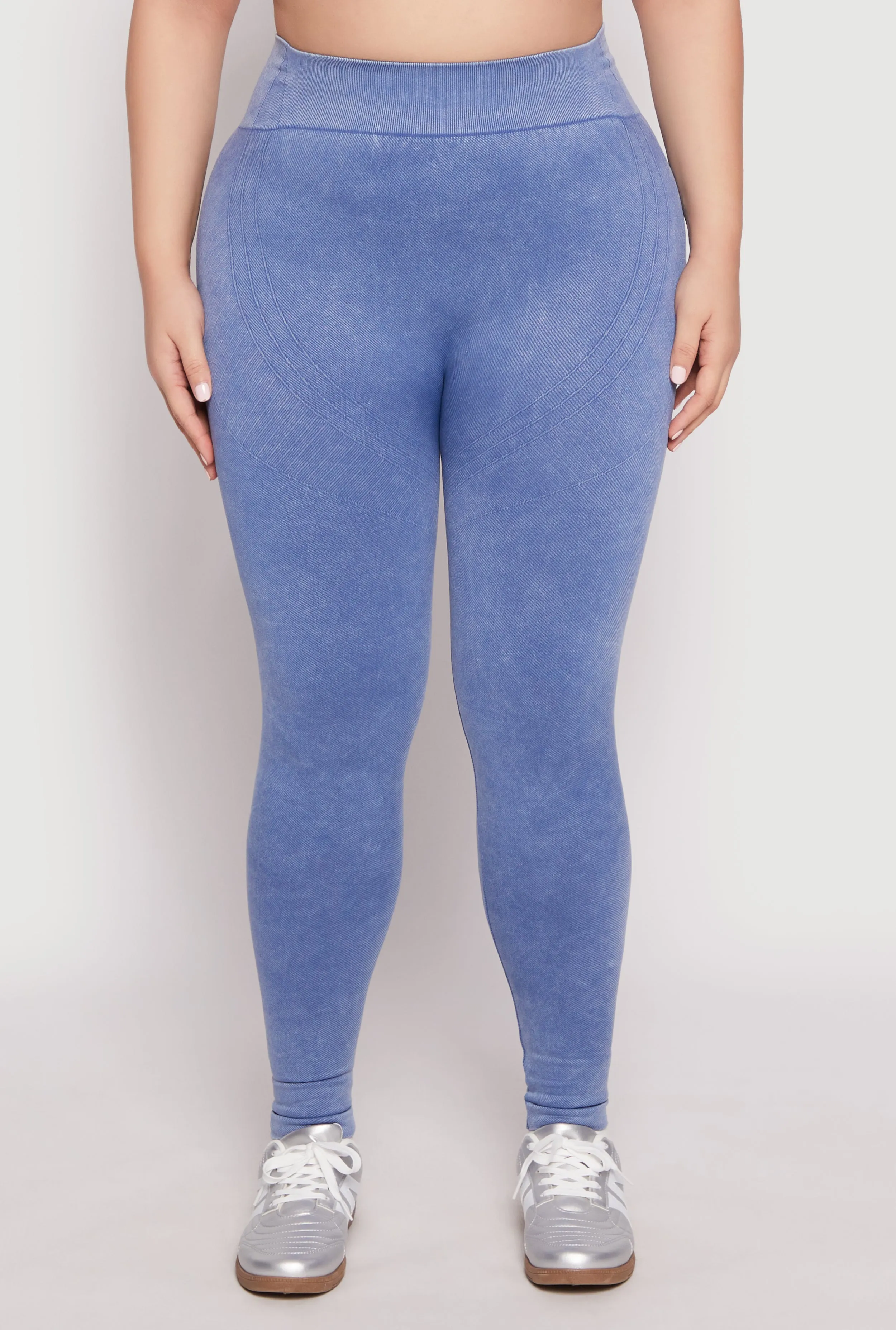 Plus Size Seamless Acid Wash Compression Rib Leggings sold by Rainbow product image thumbnail 2