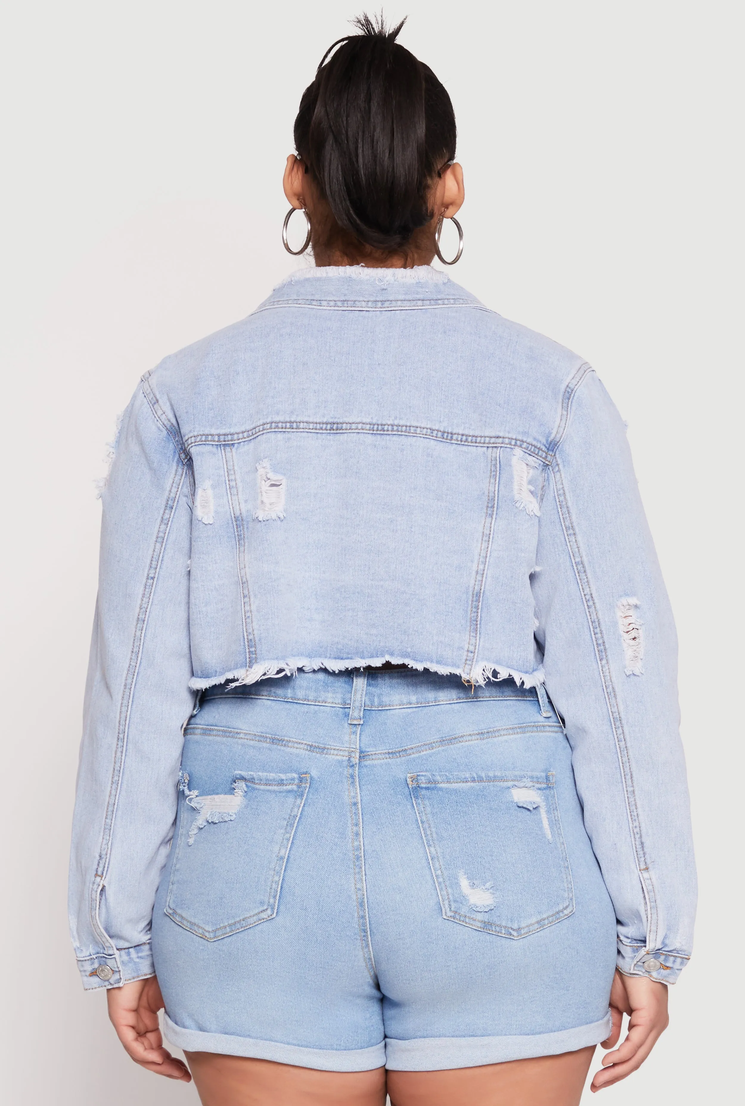 Plus Size Distressed Denim Jacket sold by Rainbow product image thumbnail 5