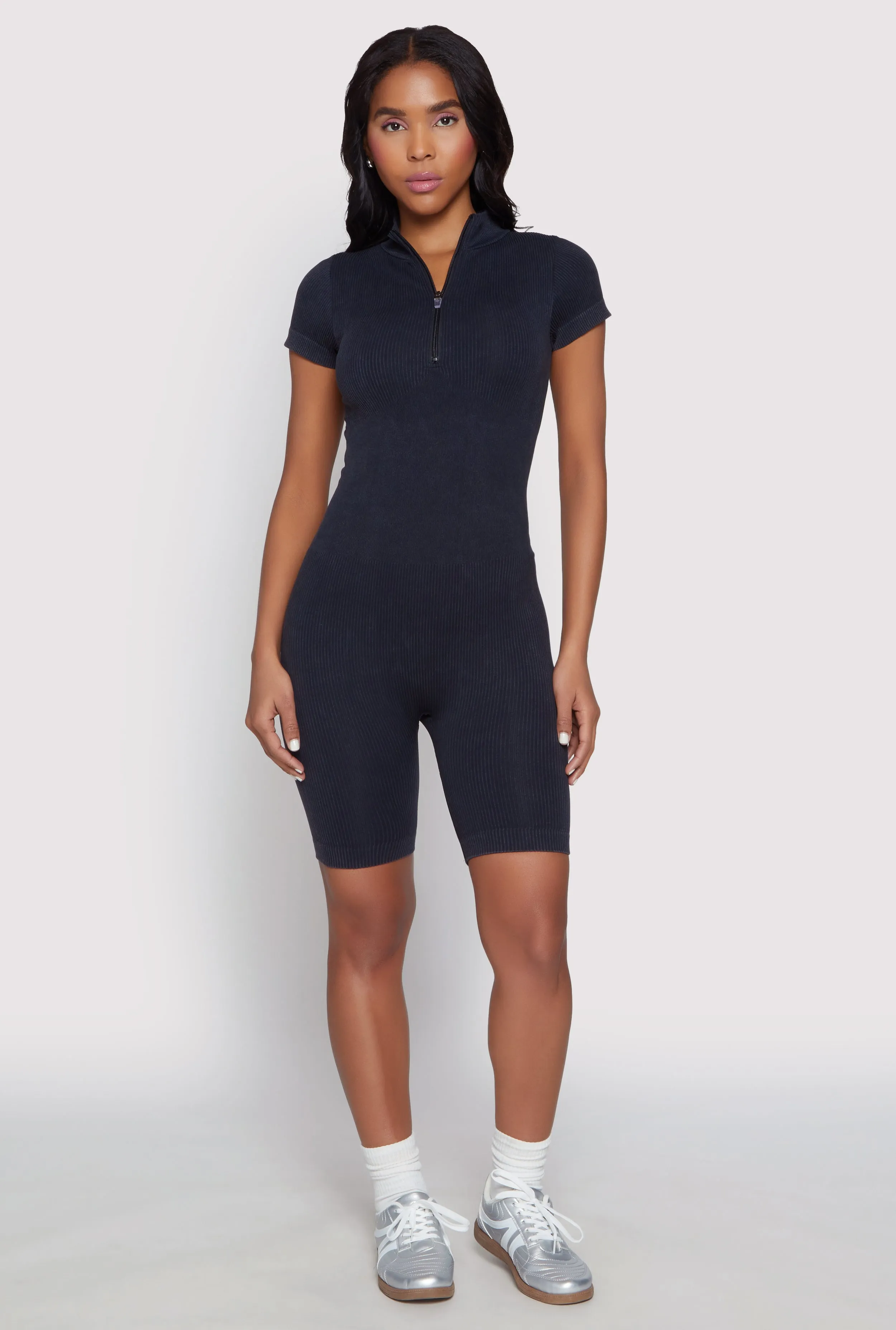 Acid Wash Biker Romper sold by Rainbow product image thumbnail 2