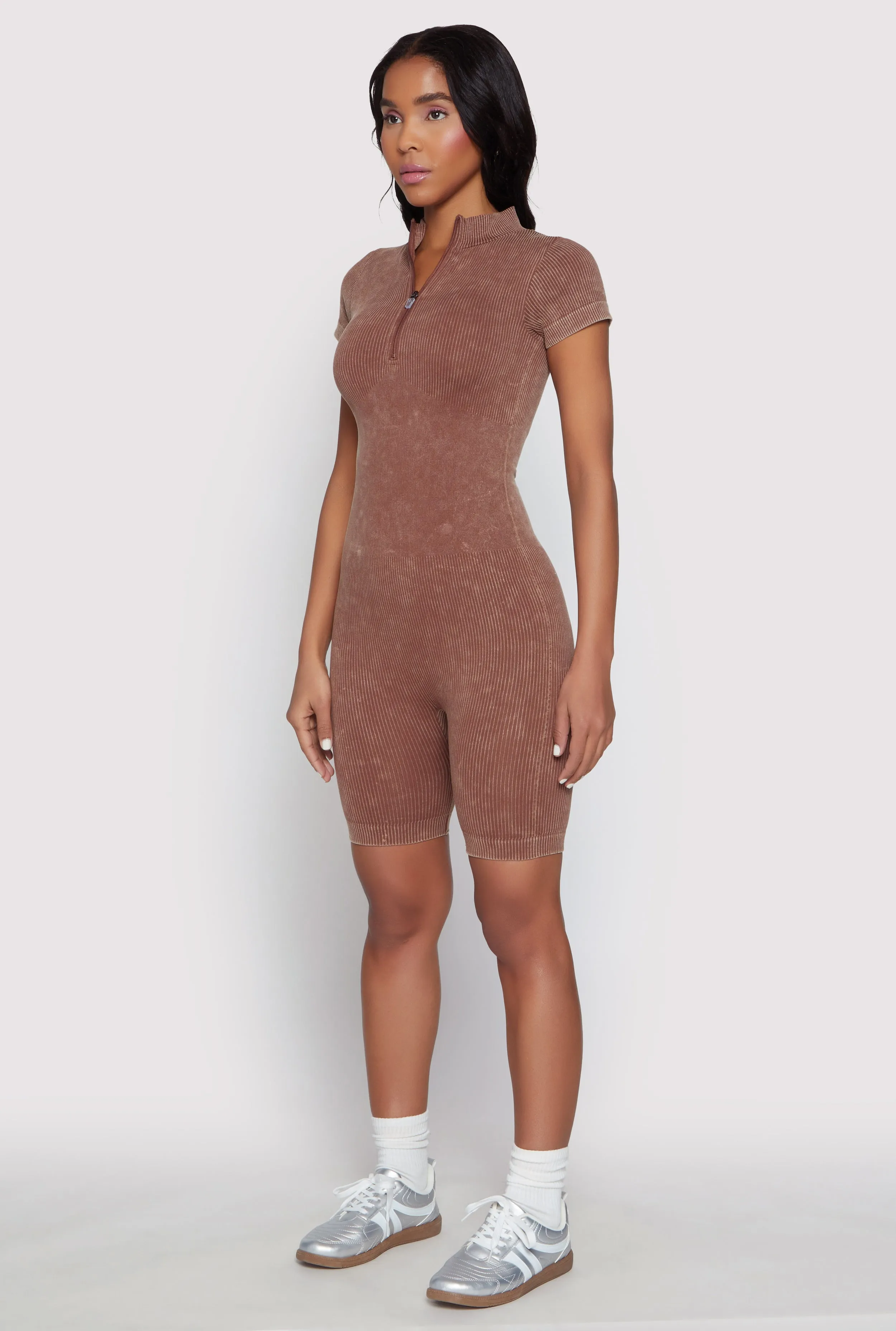 Acid Wash Biker Romper sold by Rainbow product image thumbnail 3