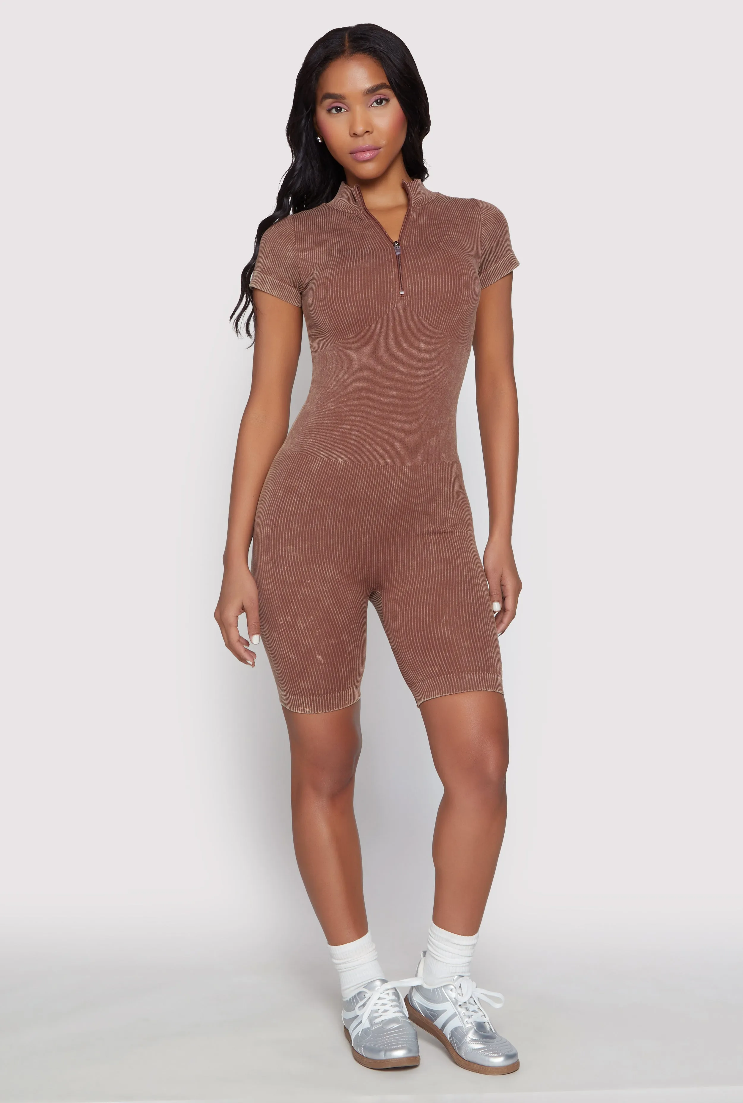 Acid Wash Biker Romper sold by Rainbow product image thumbnail 2