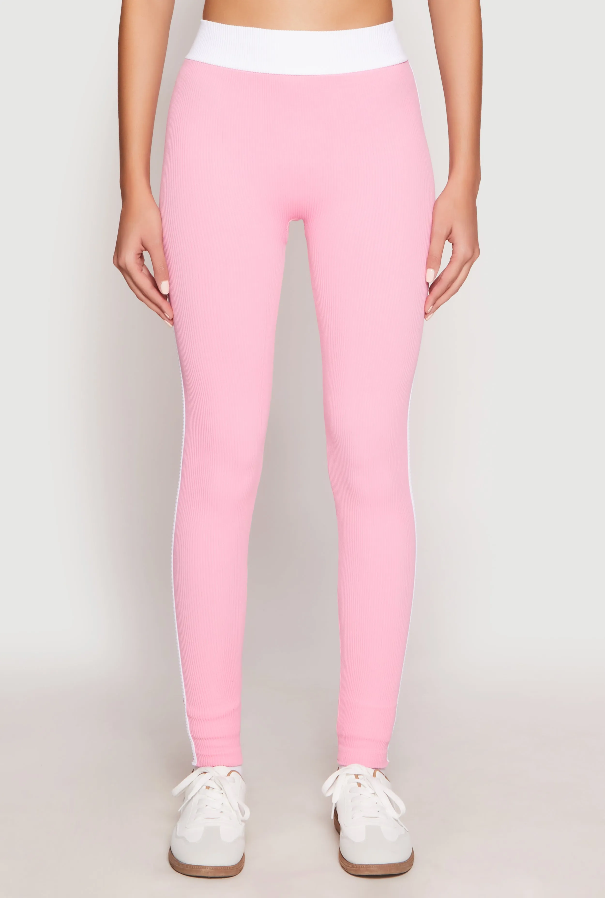 Contrast Trim Ribbed Knit Leggings sold by Rainbow product image thumbnail 2