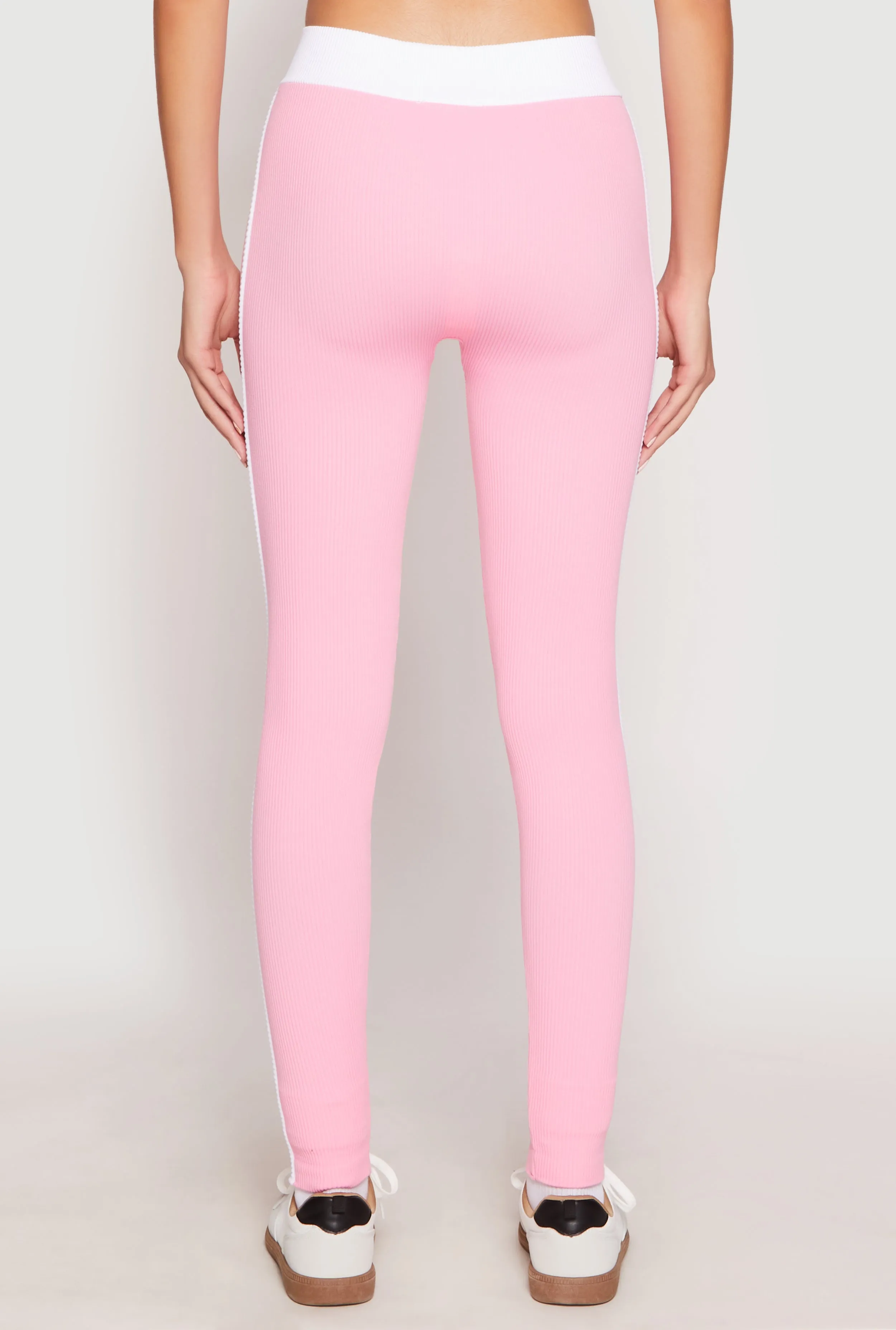 Contrast Trim Ribbed Knit Leggings sold by Rainbow product image thumbnail 3