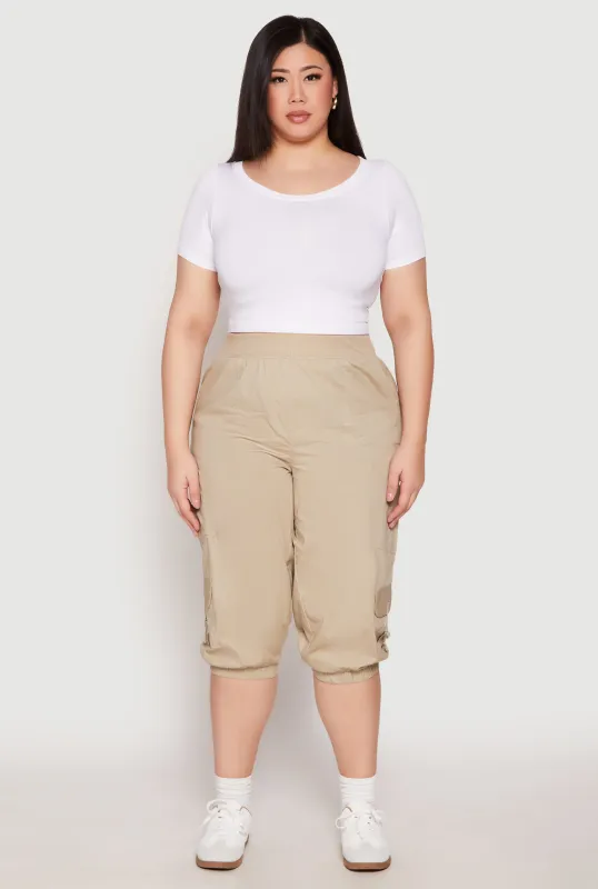 Plus Size Poplin Pull On Capri Pants sold by Rainbow