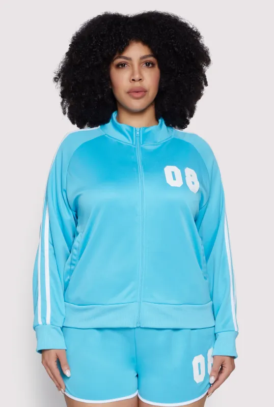 Plus Size 08 Varsity Stripe Track Jacket sold by Rainbow