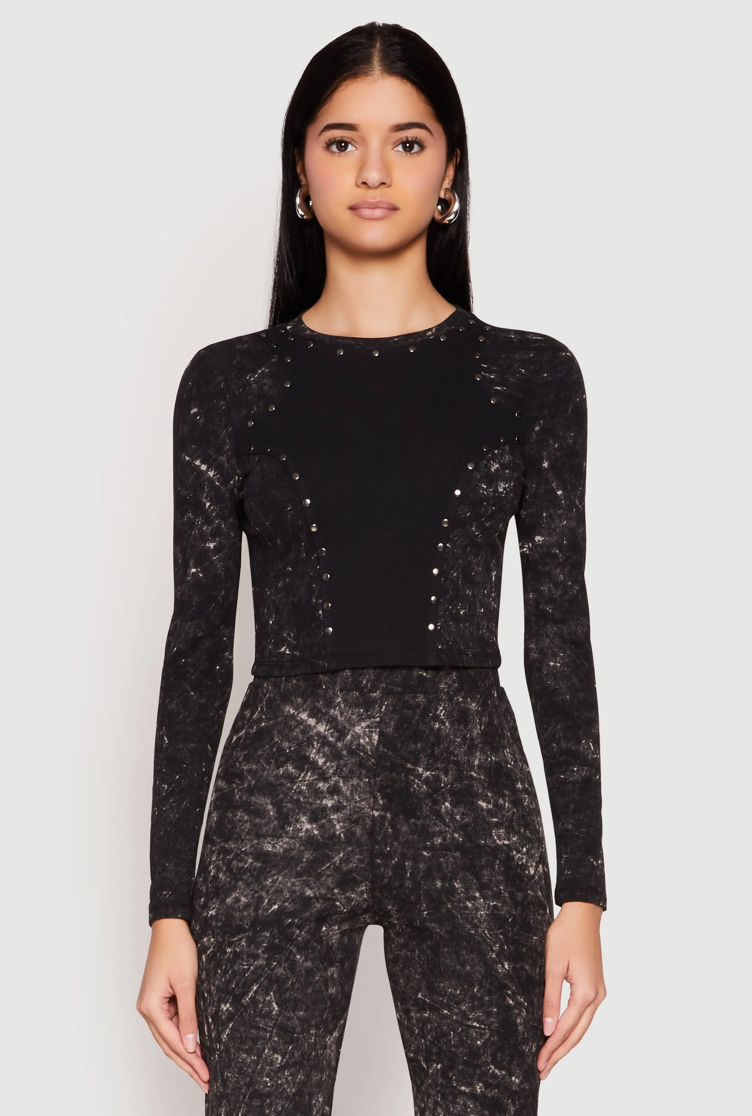 Mineral Wash Studded Crop Top sold by Rainbow