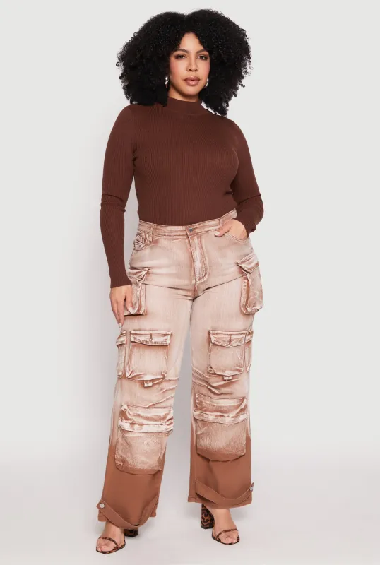 Plus Size Daisy Mineral Wash Cargo Jeans sold by Rainbow