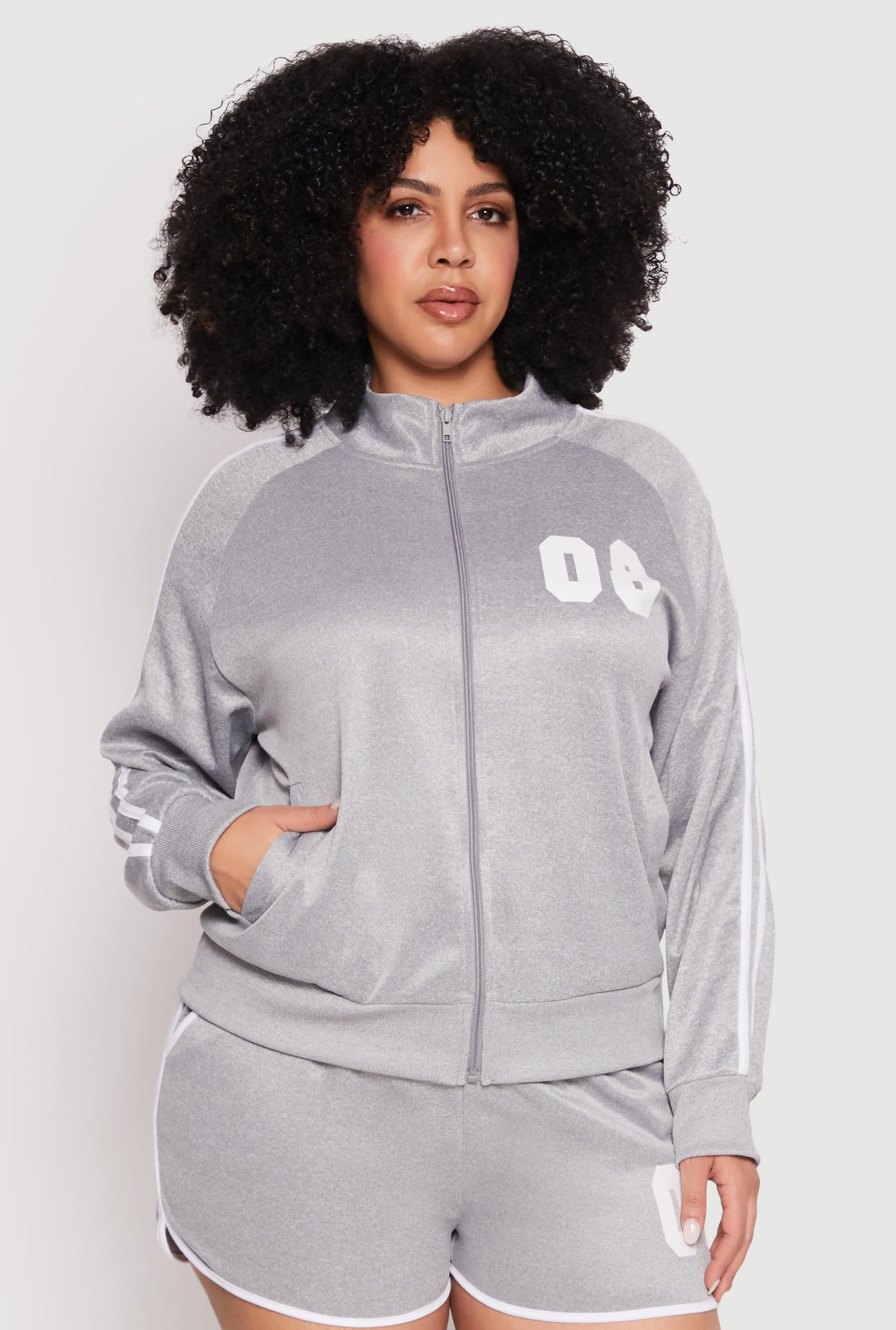 Plus Size 08 Varsity Stripe Track Jacket sold by Rainbow