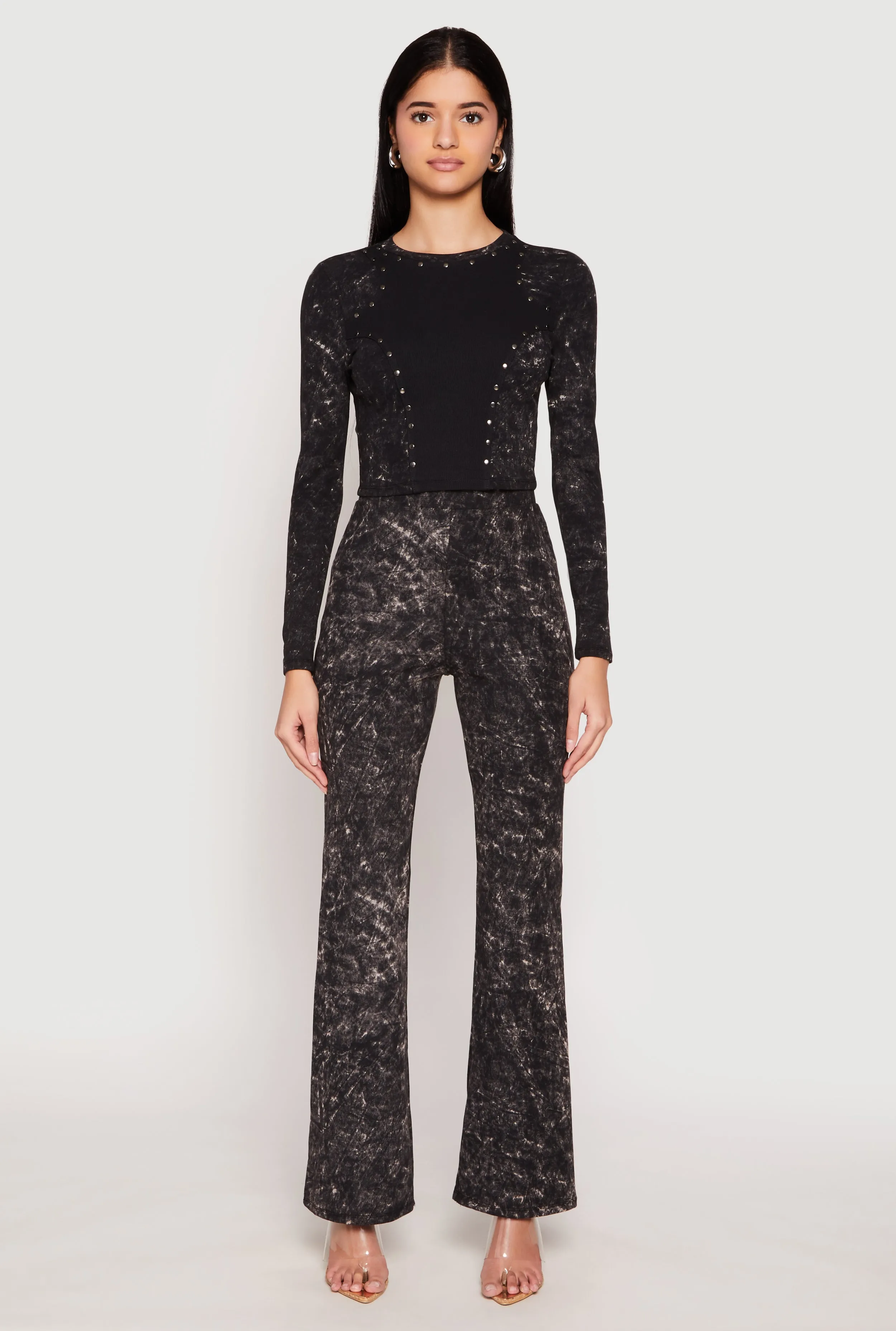 Mineral Wash High Waist Flare Pants sold by Rainbow