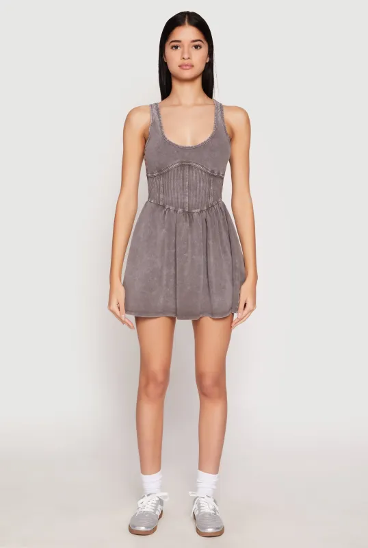 Almost Famous Mineral Wash Corset Skater Dress sold by Rainbow