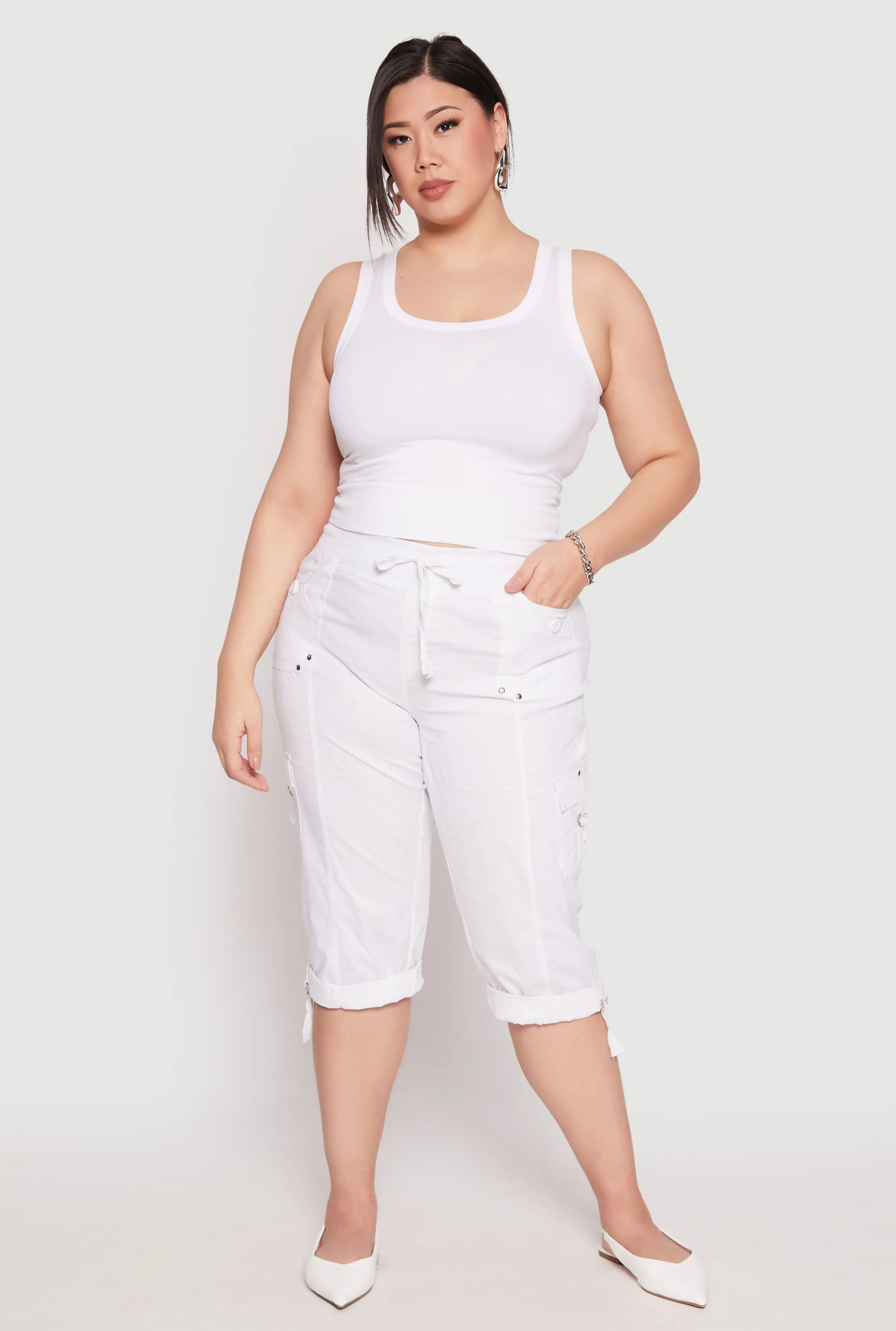 Plus Size Poplin Rolled Cuff Capri Pants sold by Rainbow product image thumbnail 2