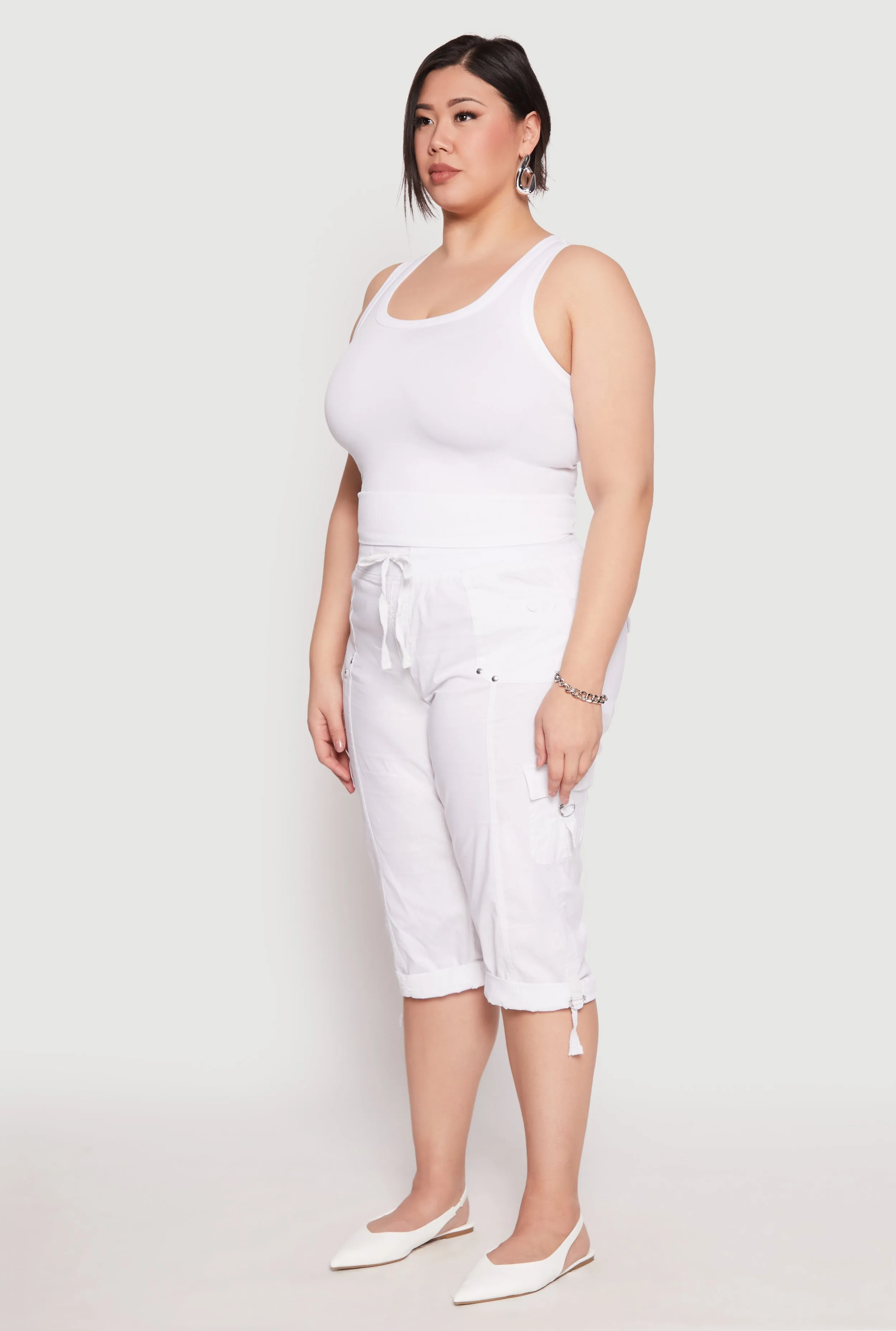 Plus Size Poplin Rolled Cuff Capri Pants sold by Rainbow product image thumbnail 3