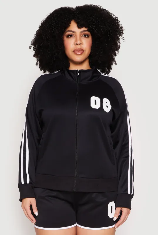 Plus Size 08 Varsity Stripe Track Jacket sold by Rainbow