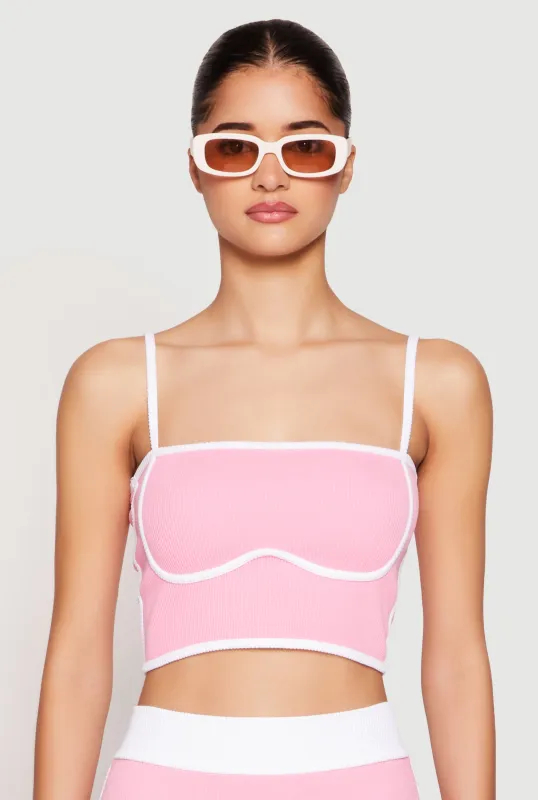 Seamless Contrast Trim Cropped Cami sold by Rainbow