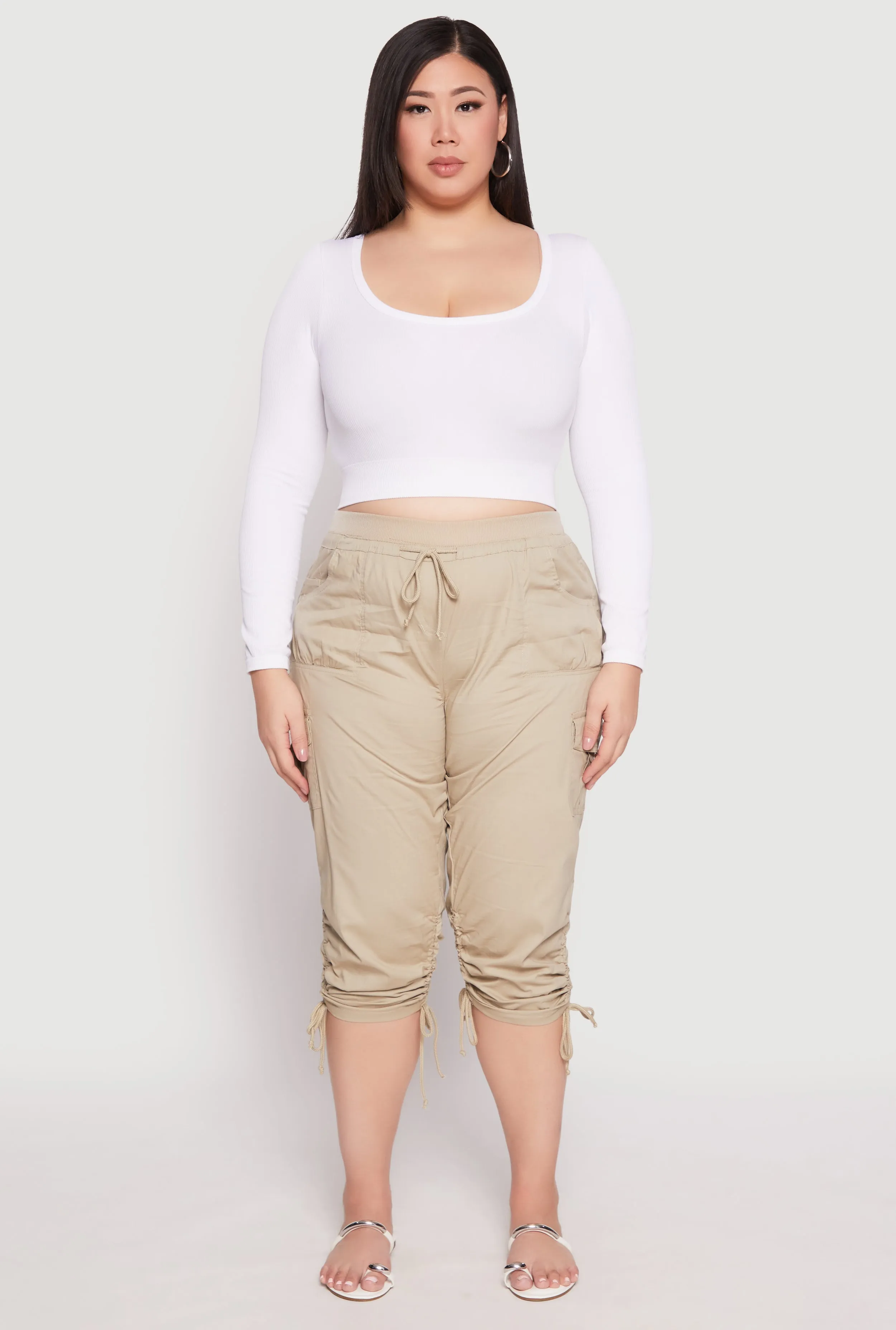 Plus Size Side Ruched Bermuda Shorts sold by Rainbow